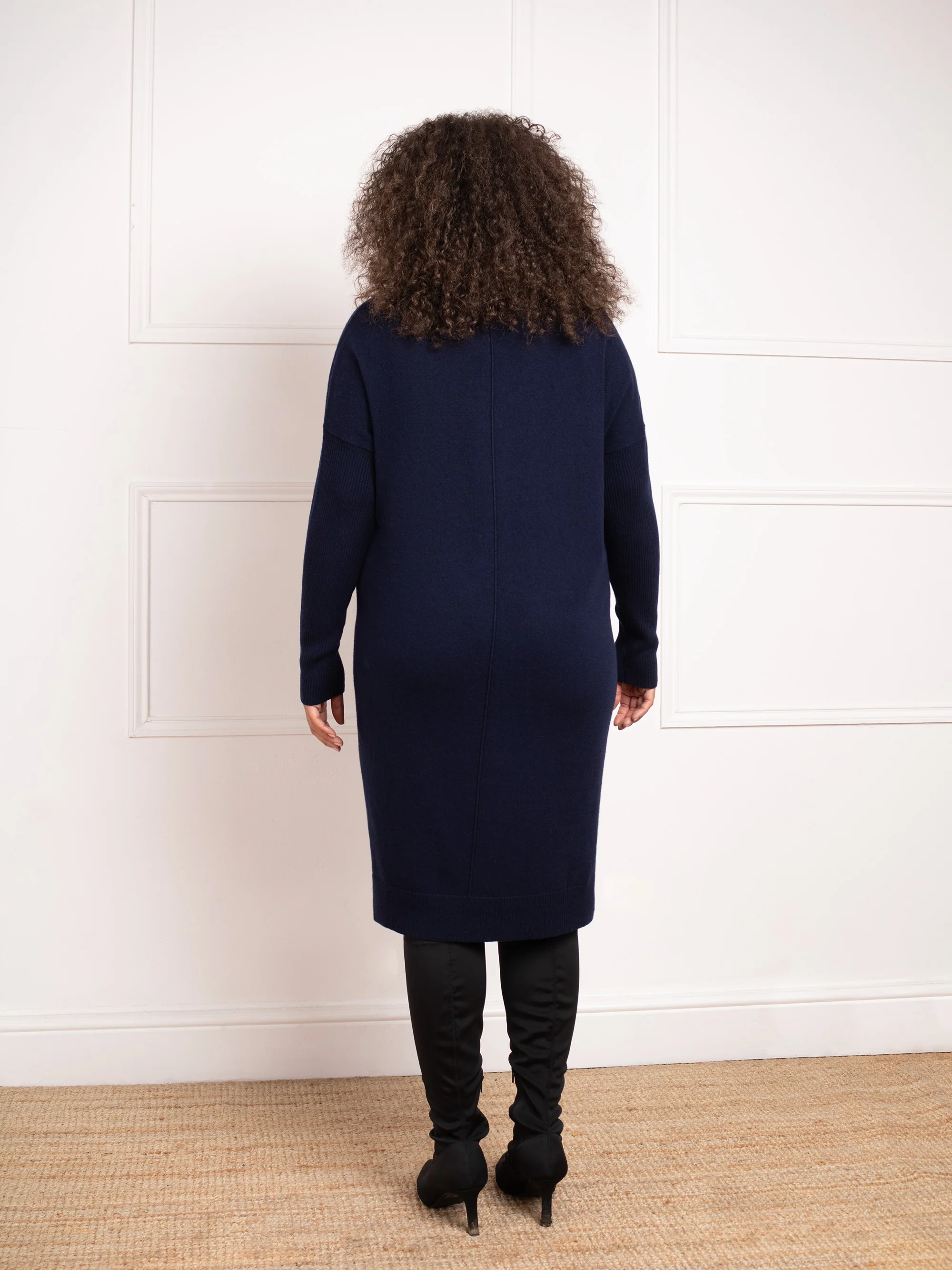 Navy V-Neck Jumper Dress - Image 7
