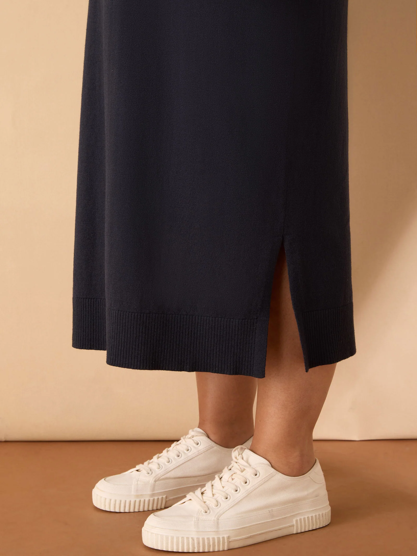 Navy V Neck Knit Jumper Dress - Image 6