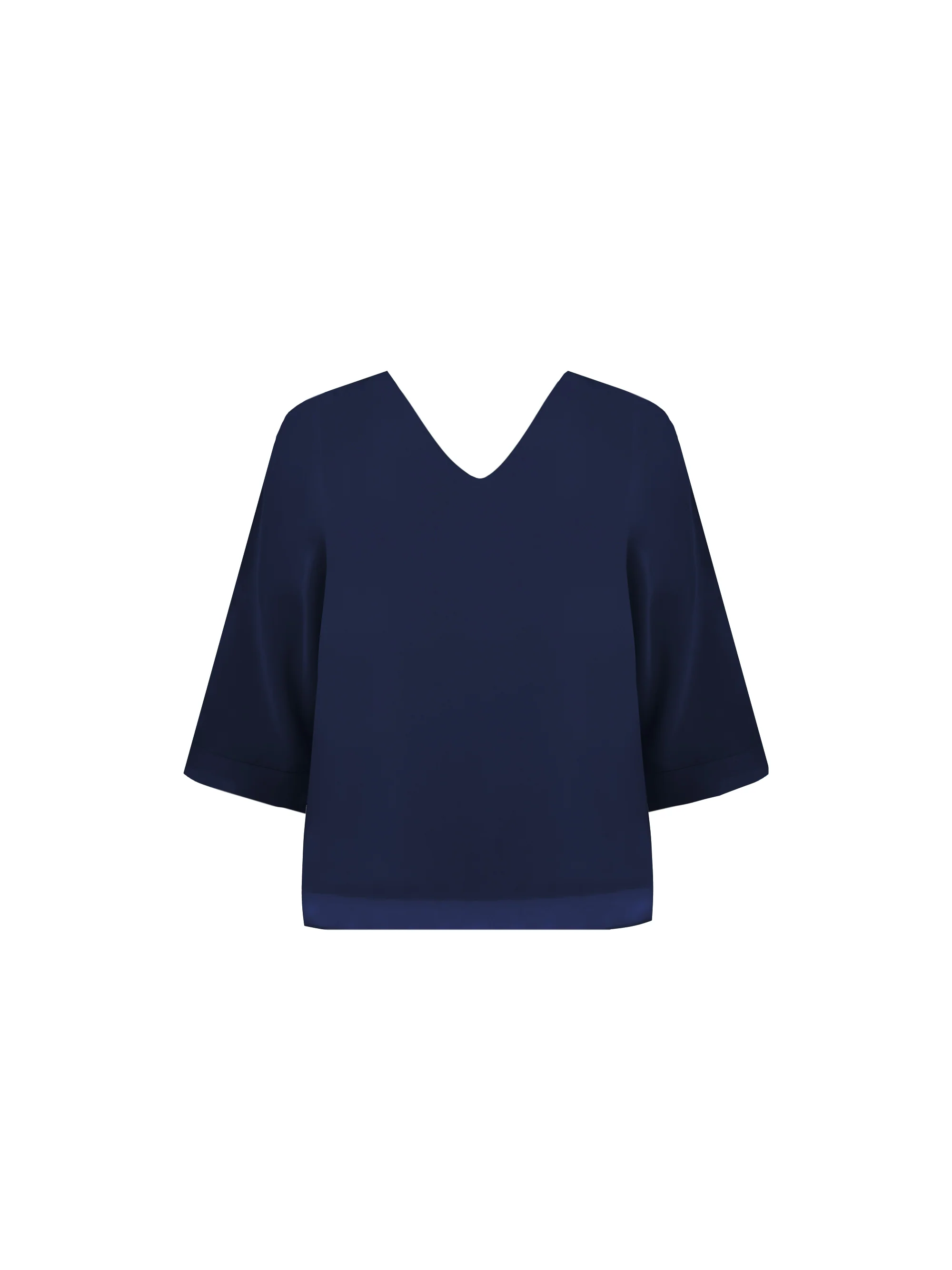 Navy V-Neck Overlay Blouse - Image 4