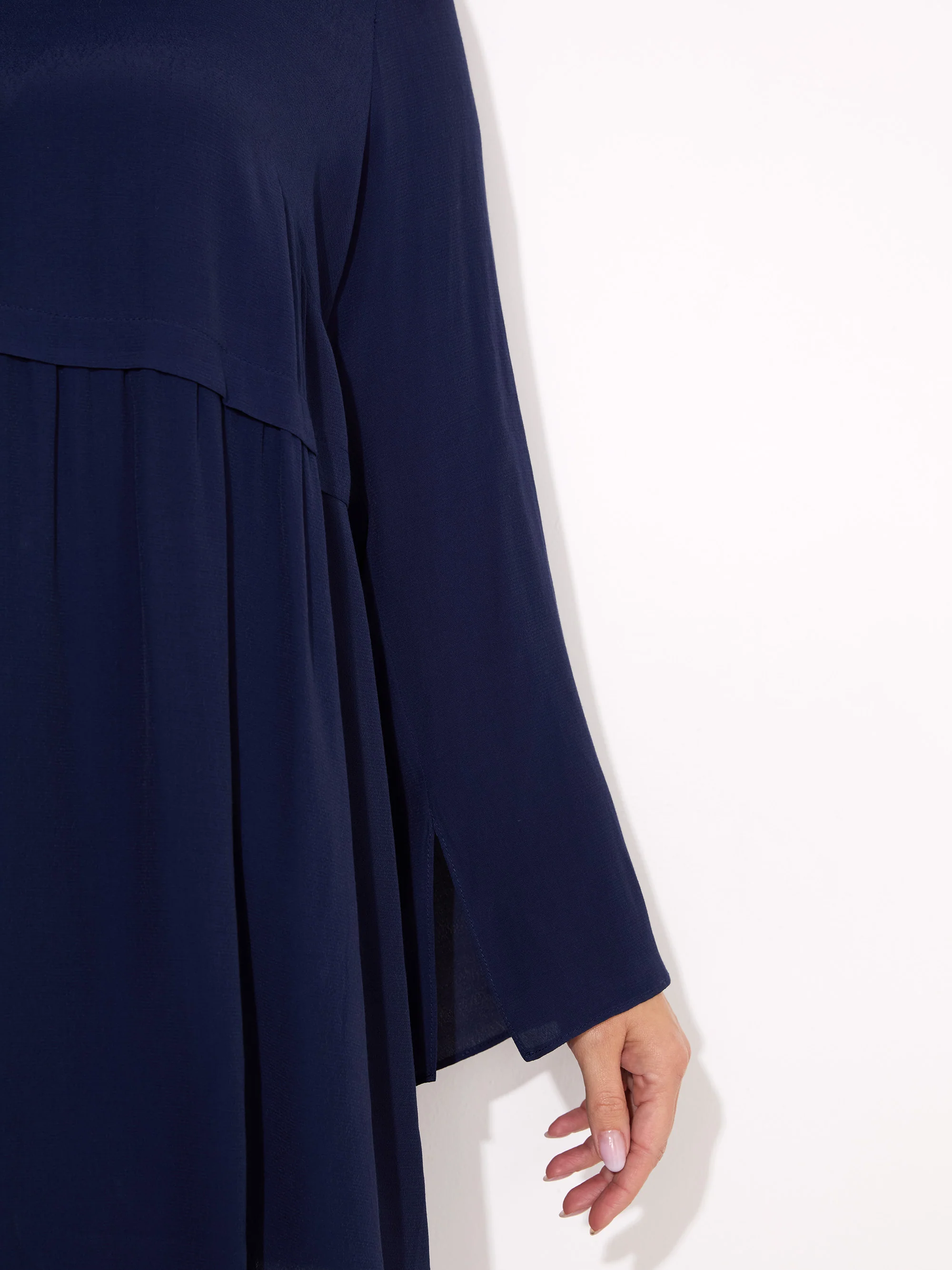 Navy V-Neck Smock Tunic - Image 2
