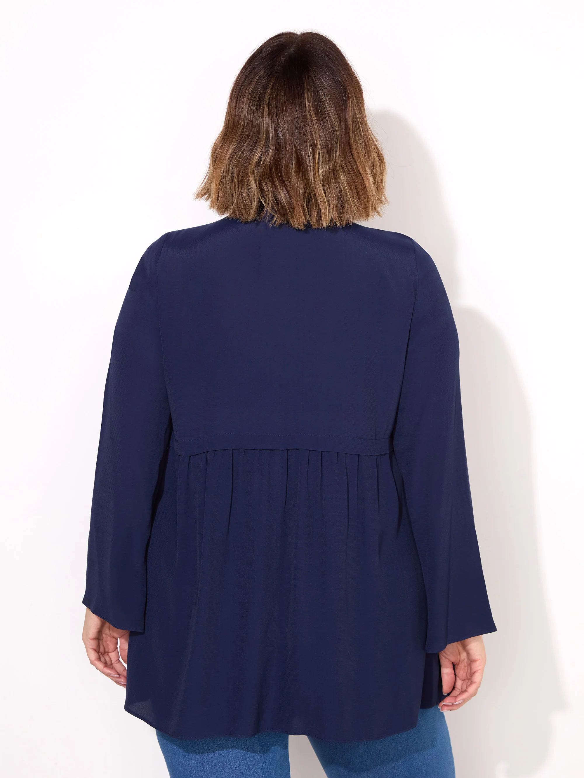 Navy V-Neck Smock Tunic - Image 3