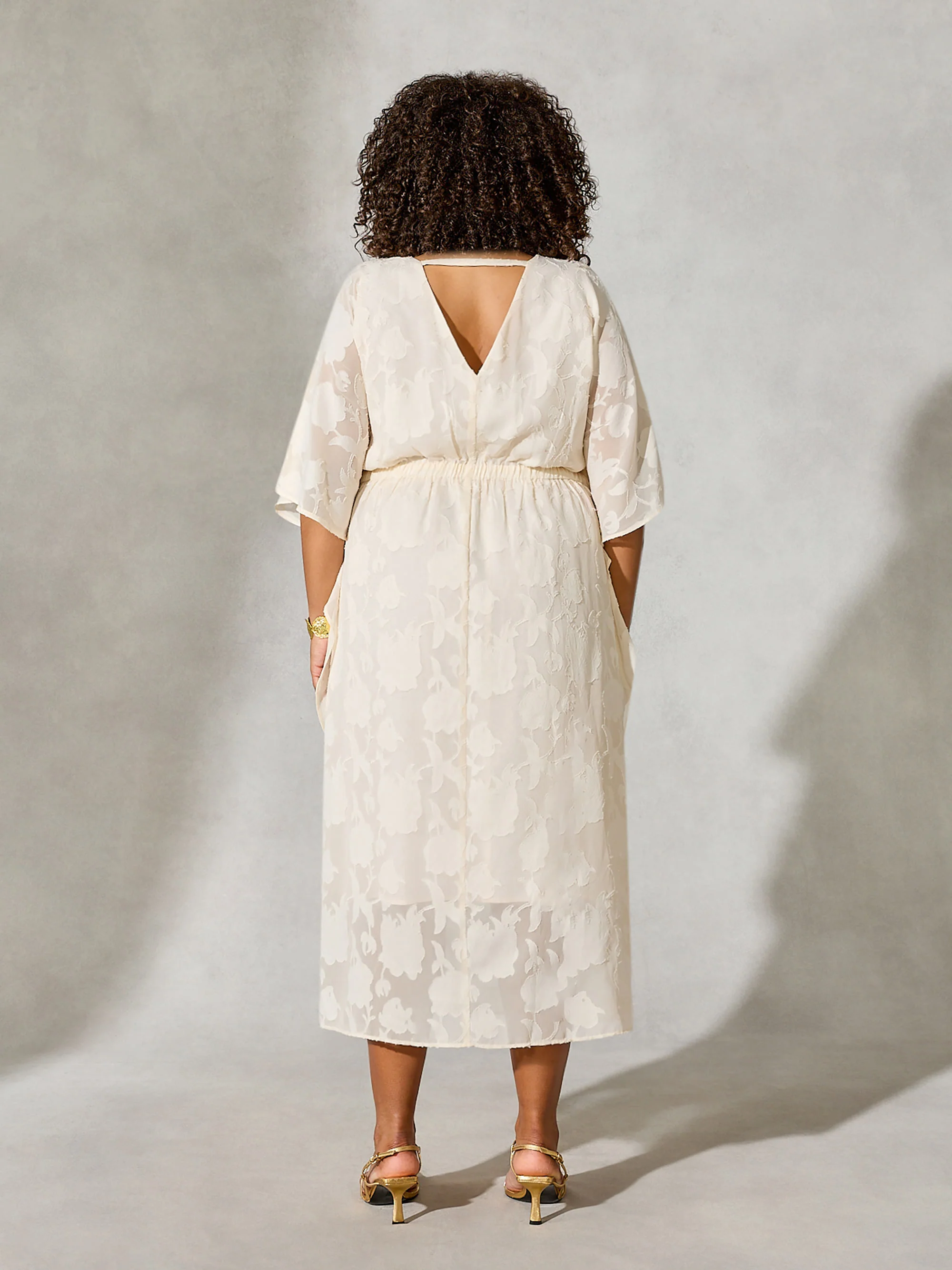 Nude Beaded Jacquard Kaftan Maxi Dress - Image 7