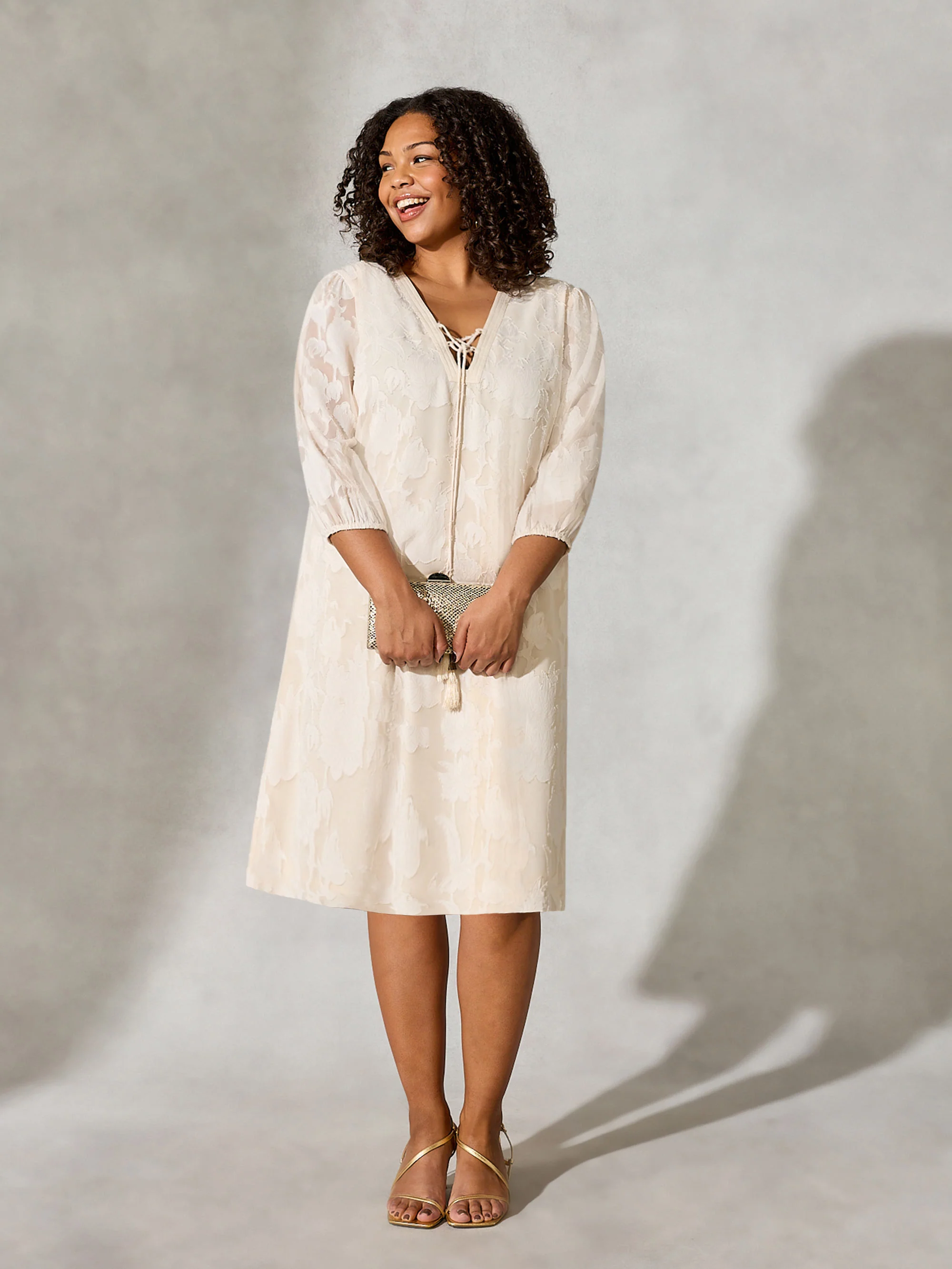 Nude Jacquard Dress - Image 3