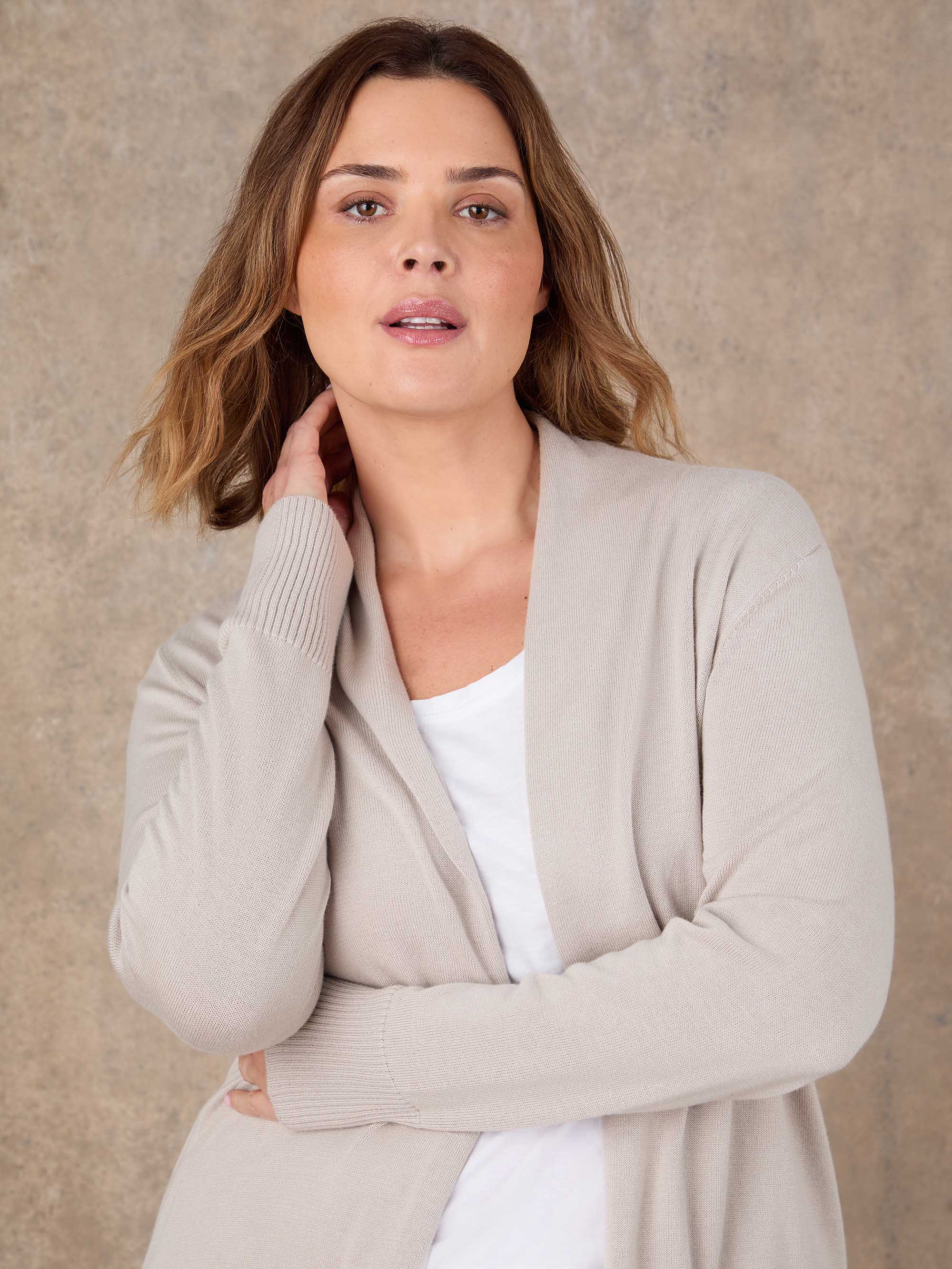 Oatmeal Longline Knitted Cardigan - Image 2