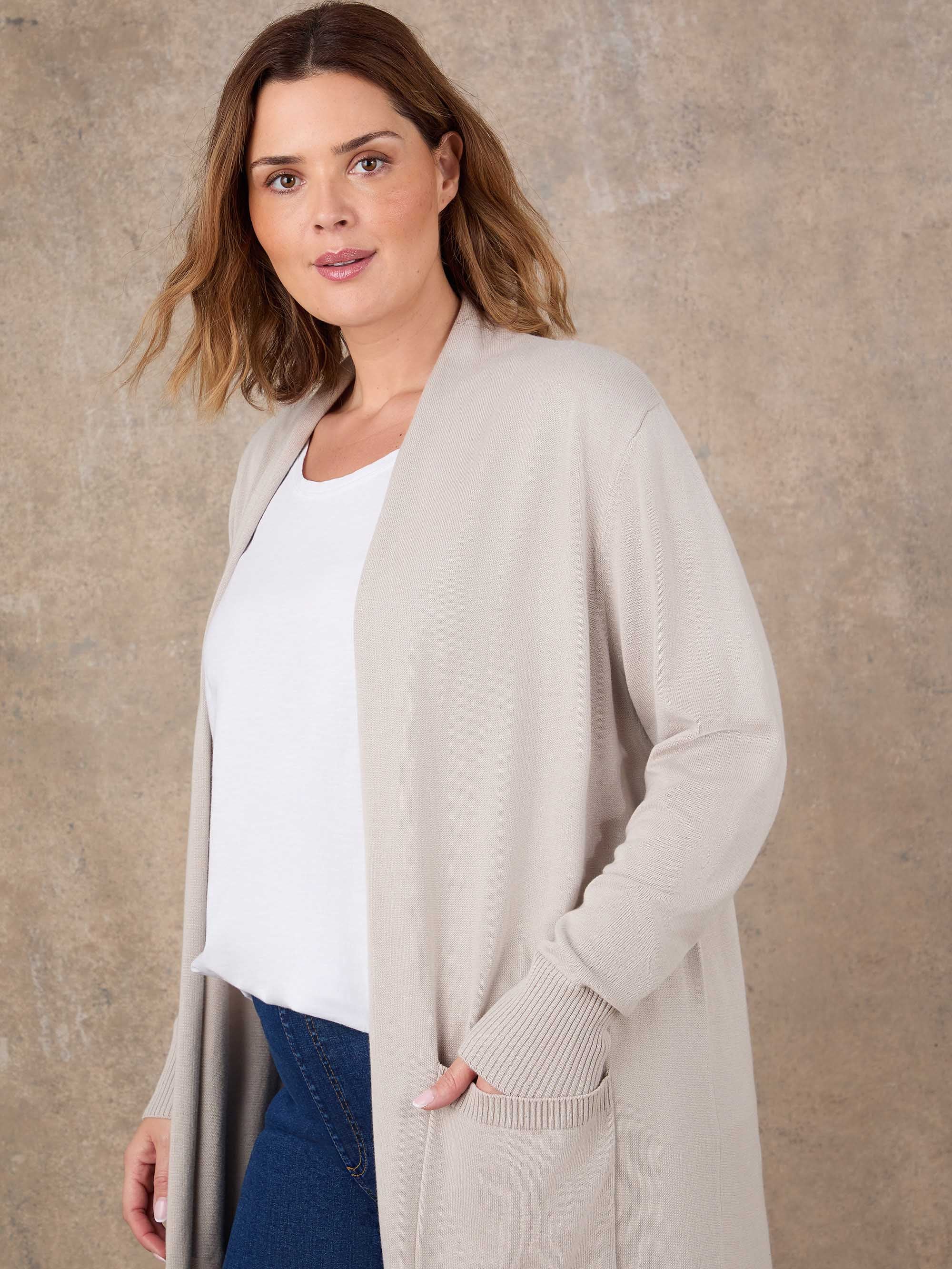Oatmeal Longline Knitted Cardigan - Image 3