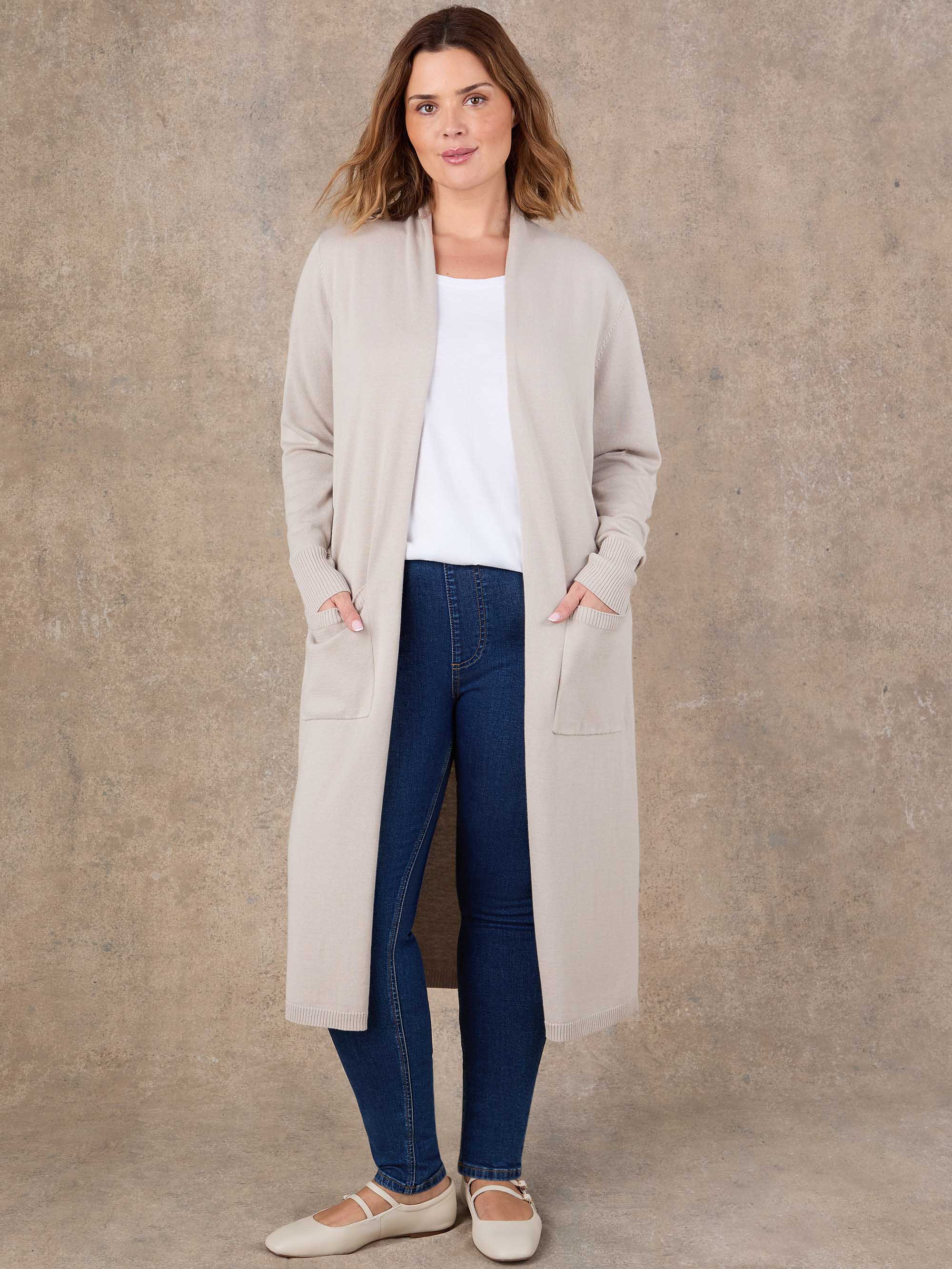 Oatmeal Longline Knitted Cardigan - Image 4