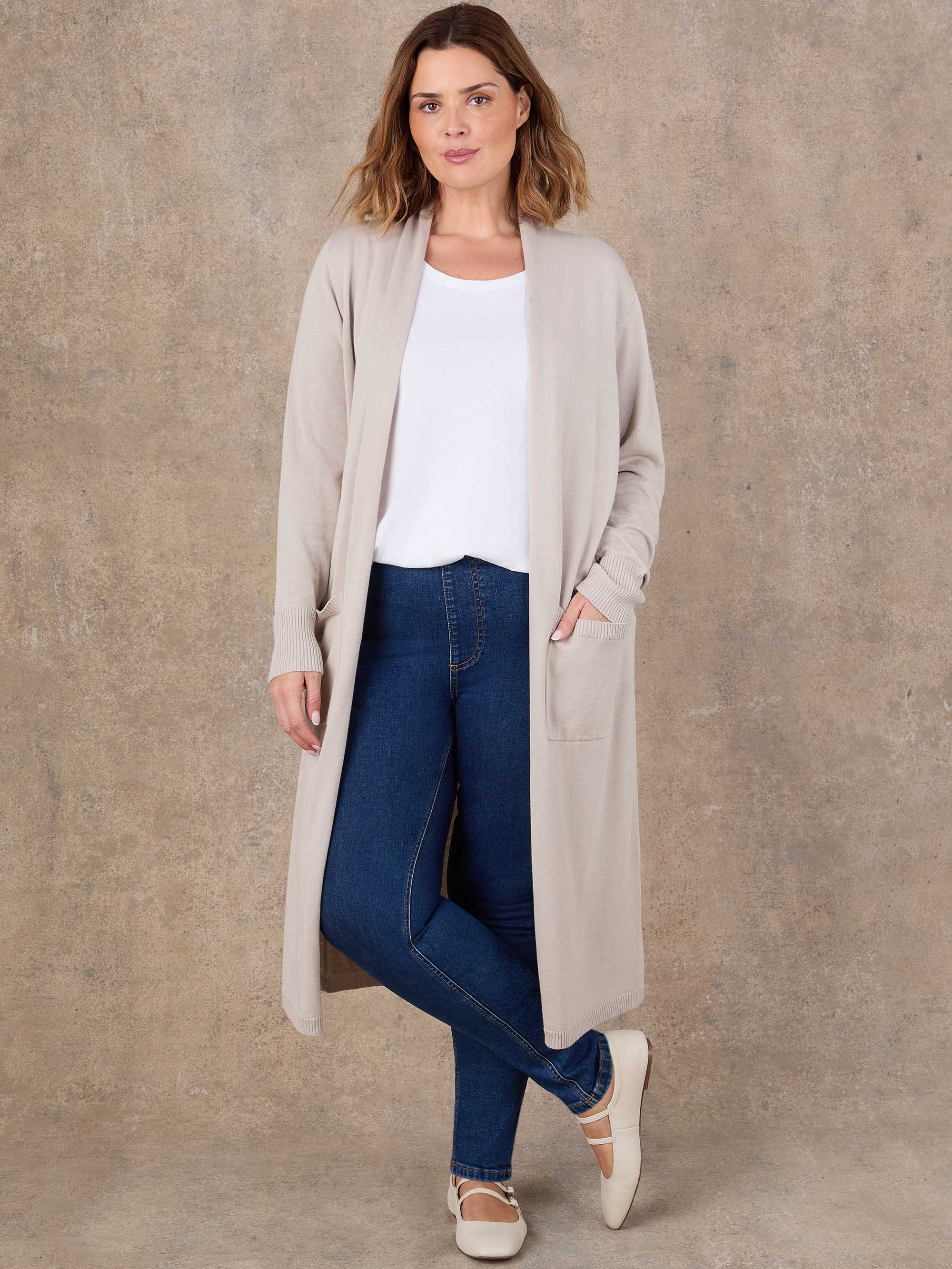 Oatmeal Longline Knitted Cardigan - Image 6