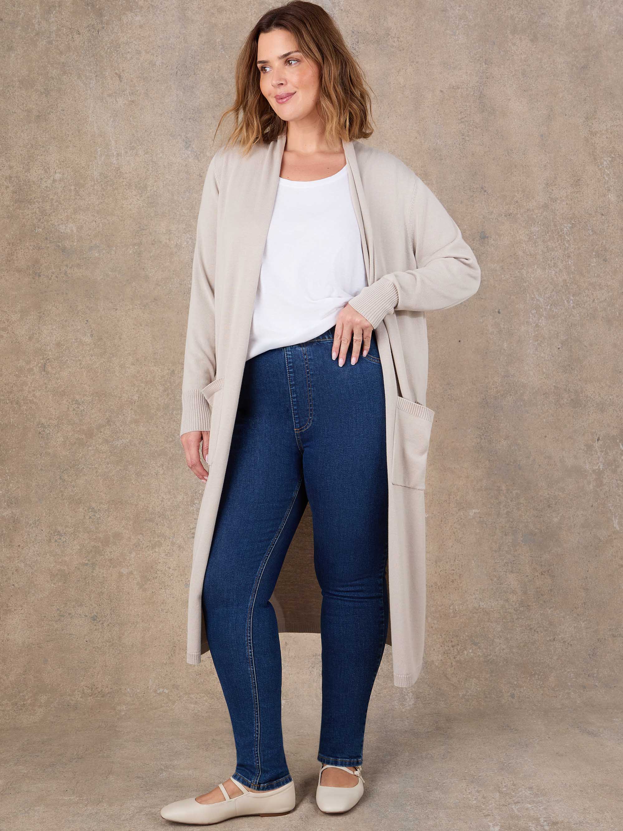 Oatmeal Longline Knitted Cardigan - Image 8