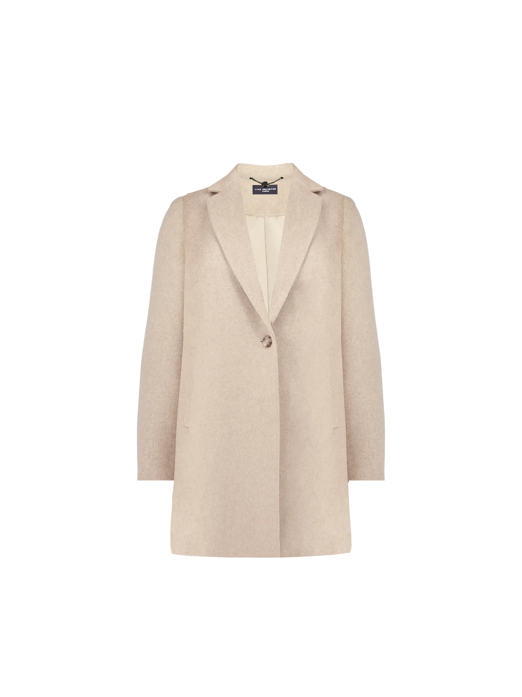 Oatmeal Wool Blend Short Tailored Coat - Image 7