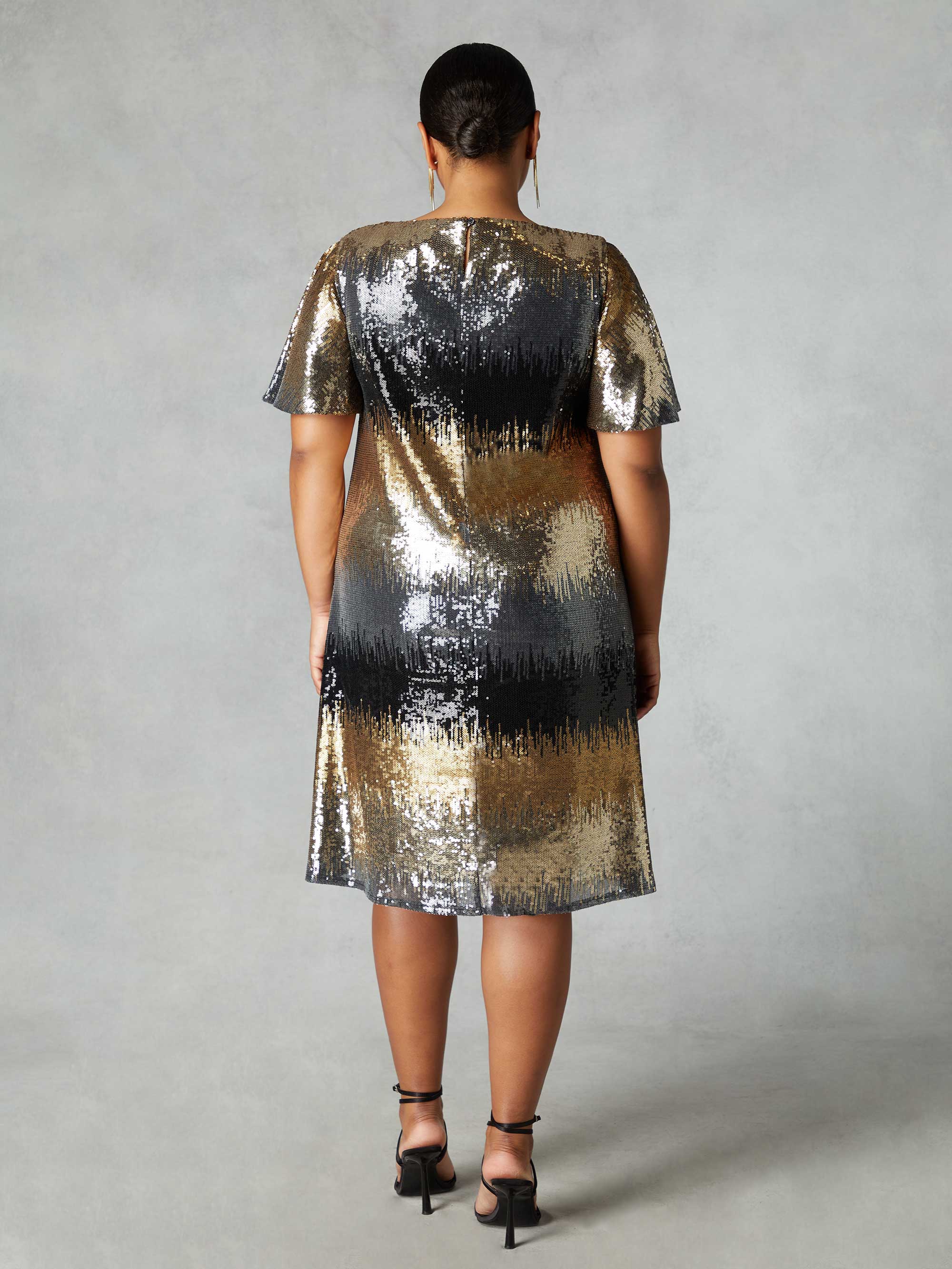 Ombre Sequin Flutter Sleeve Dress - Image 6