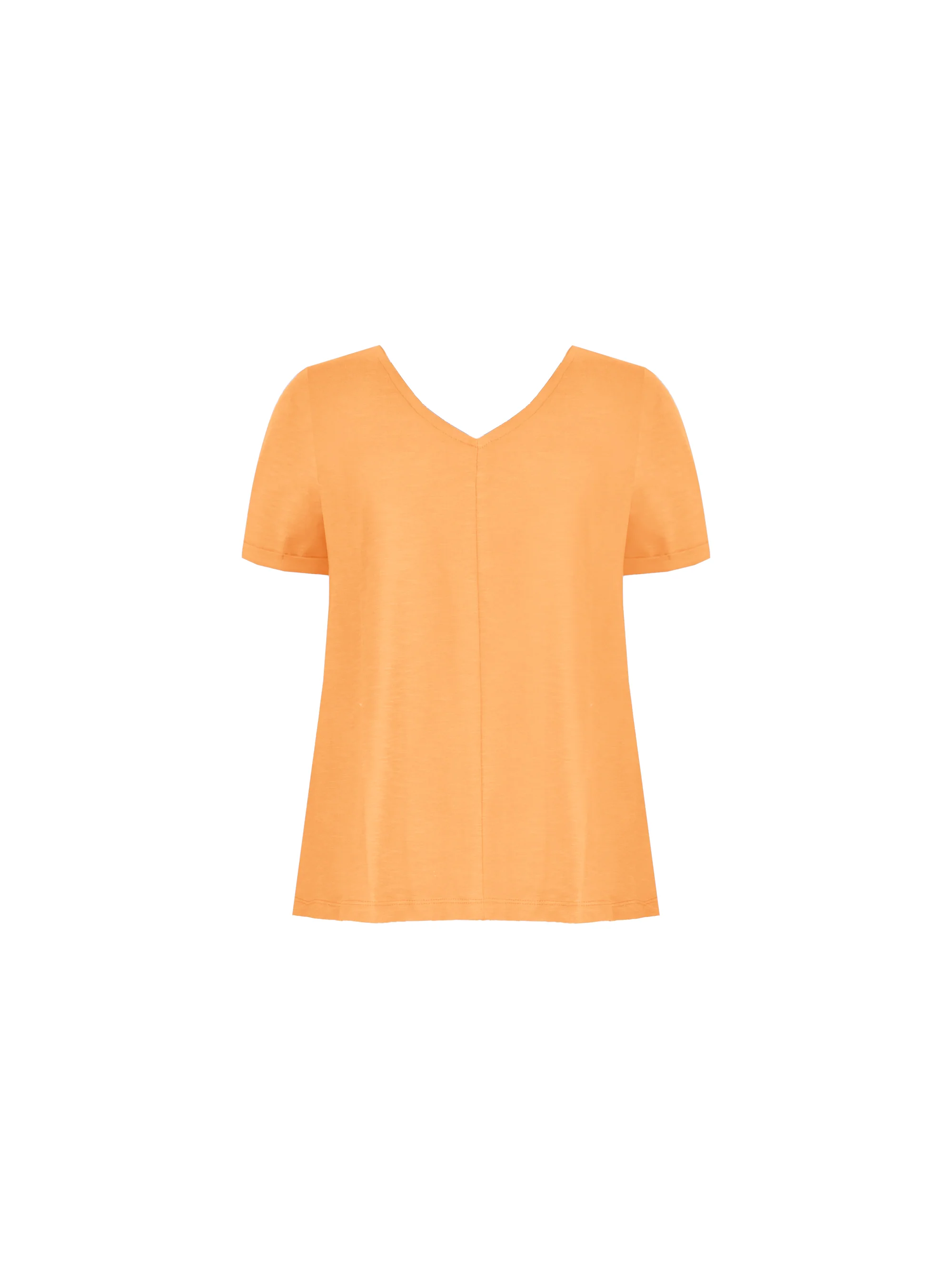 Orange Cotton Slub V-Neck T-Shirt - Image 4