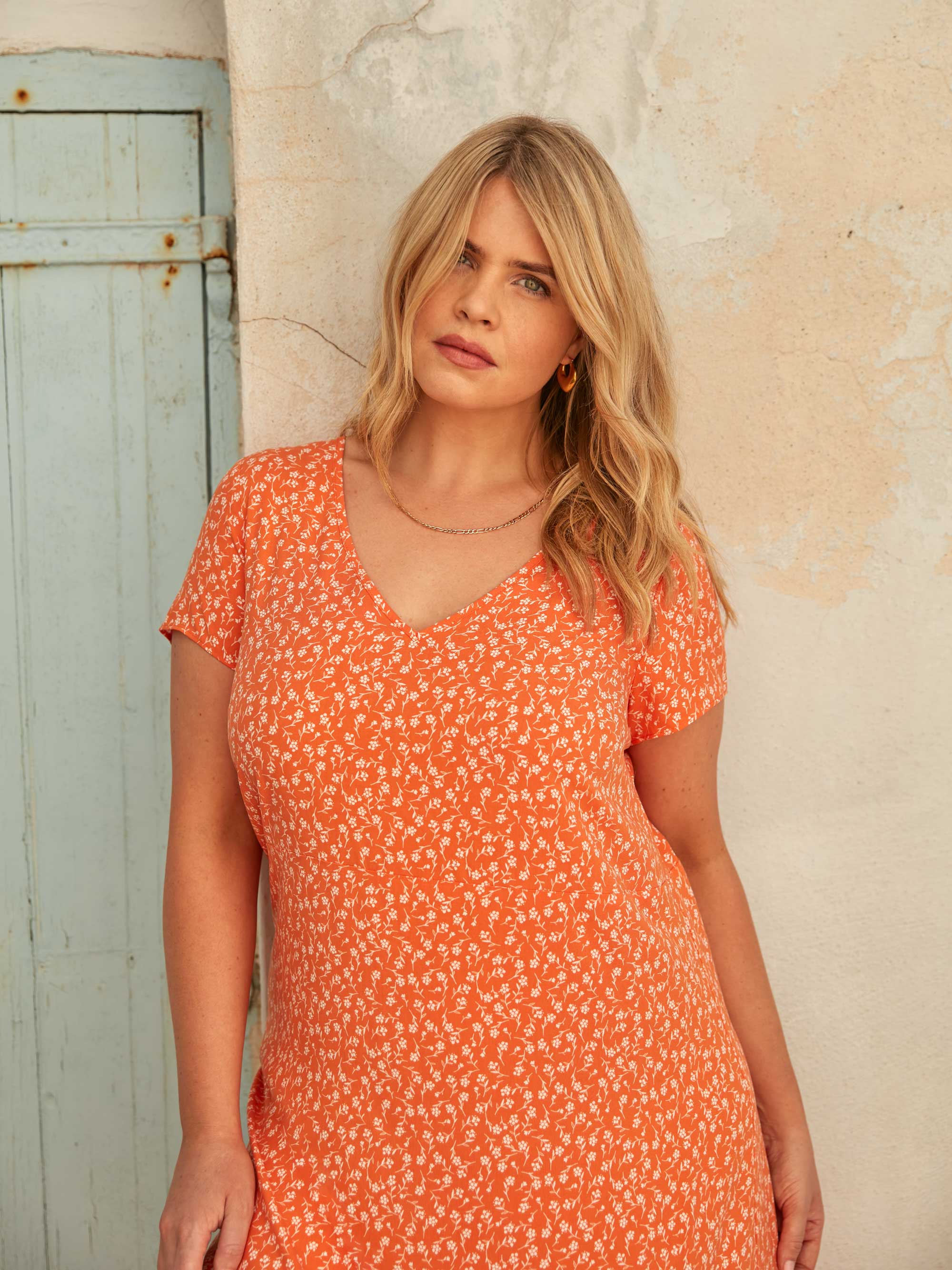 Orange Ditsy Tiered Dress - Image 2