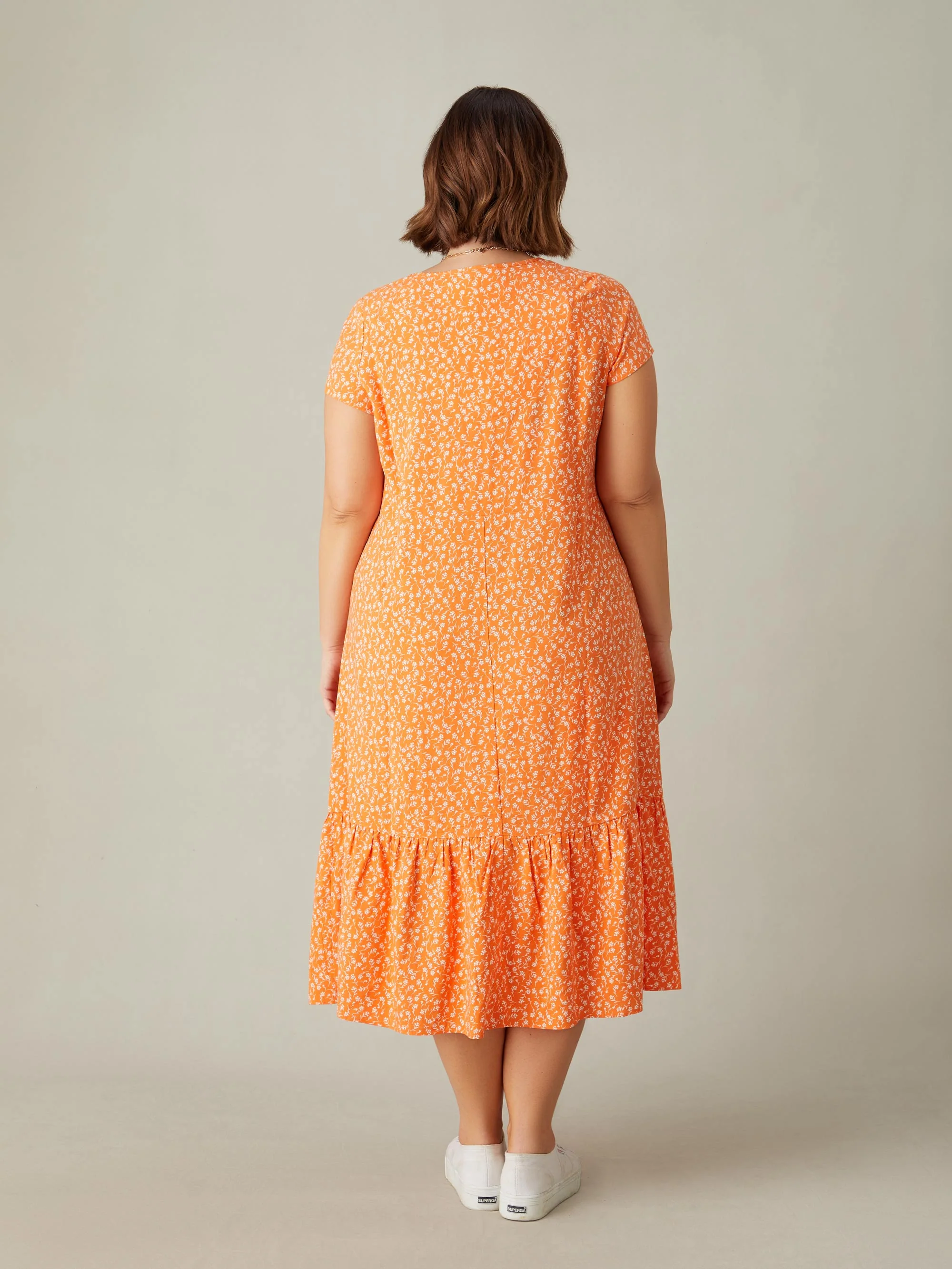 Orange Ditsy Tiered Dress - Image 6