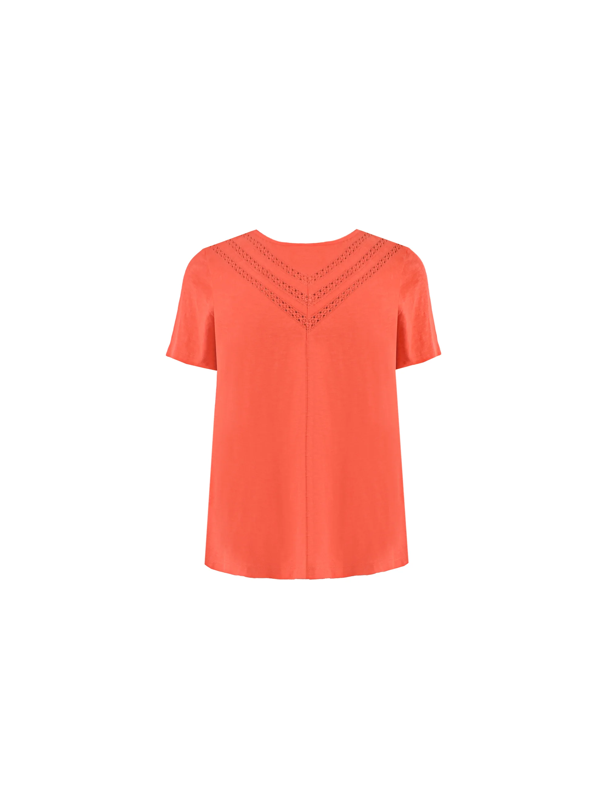 Orange Jersey Broderie V-Neck Top - Image 6
