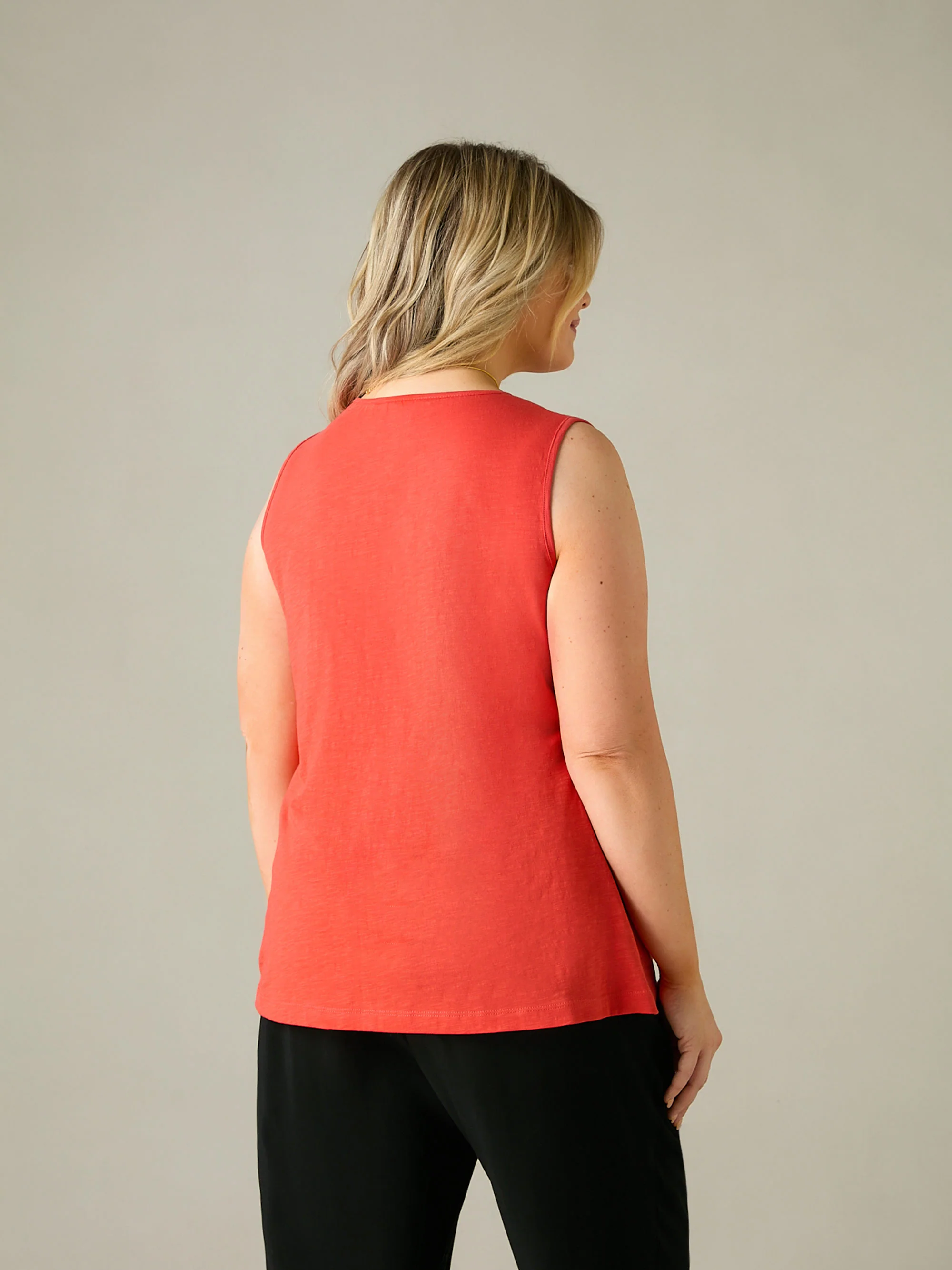 Orange Jersey Broderie V-Neck Vest - Image 3