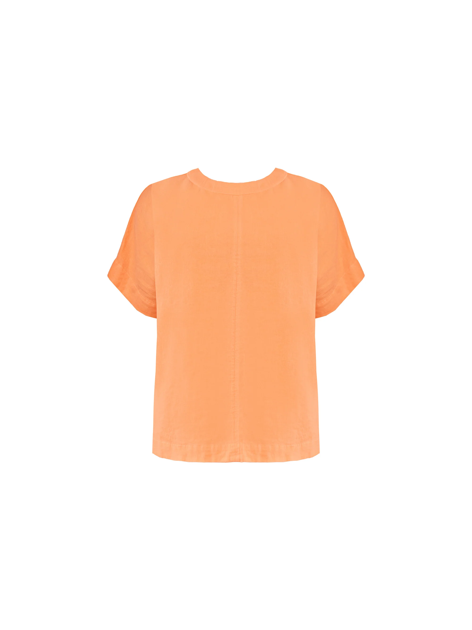 Orange Linen Mix Round Neck Top - Image 7