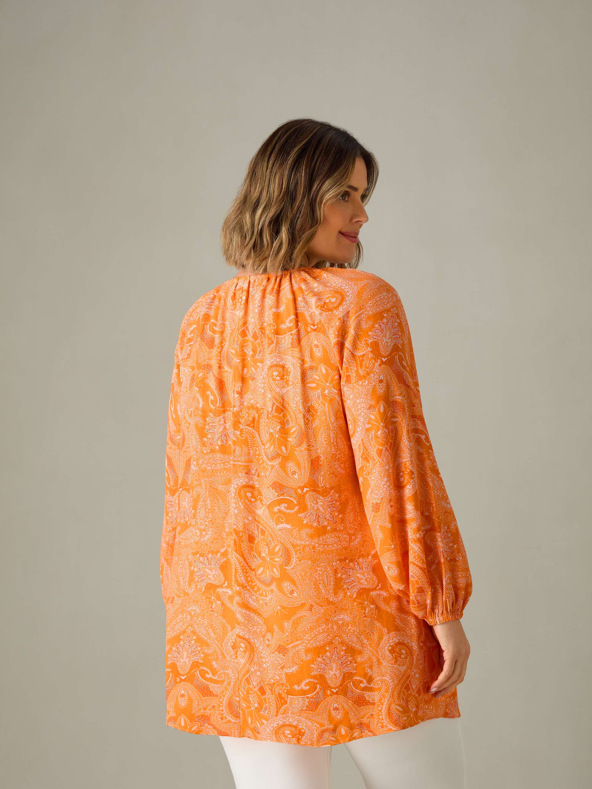 Orange Paisley V-Neck Tunic - Image 6