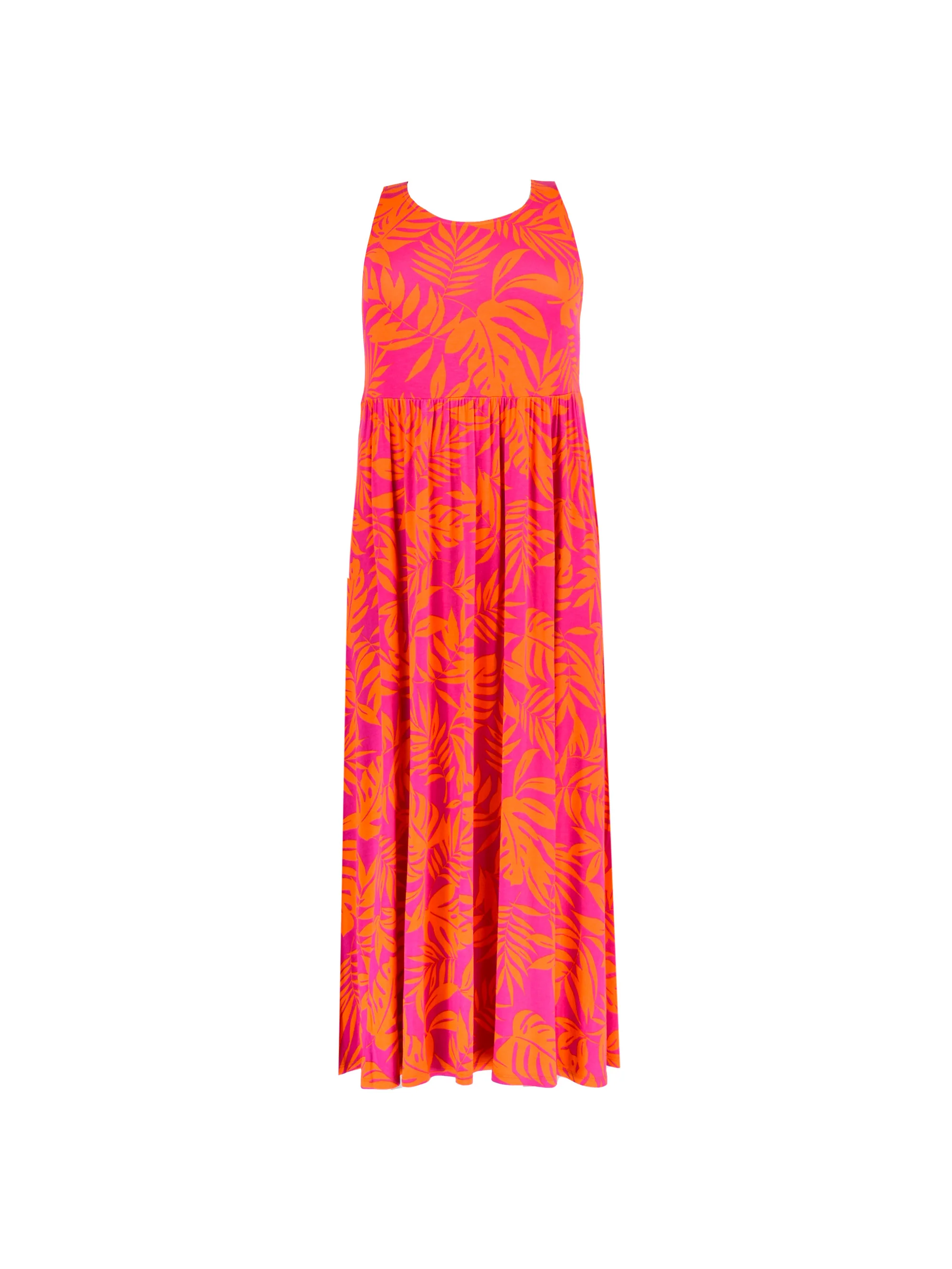 Orange Palm Print Jersey Maxi Dress - Image 4