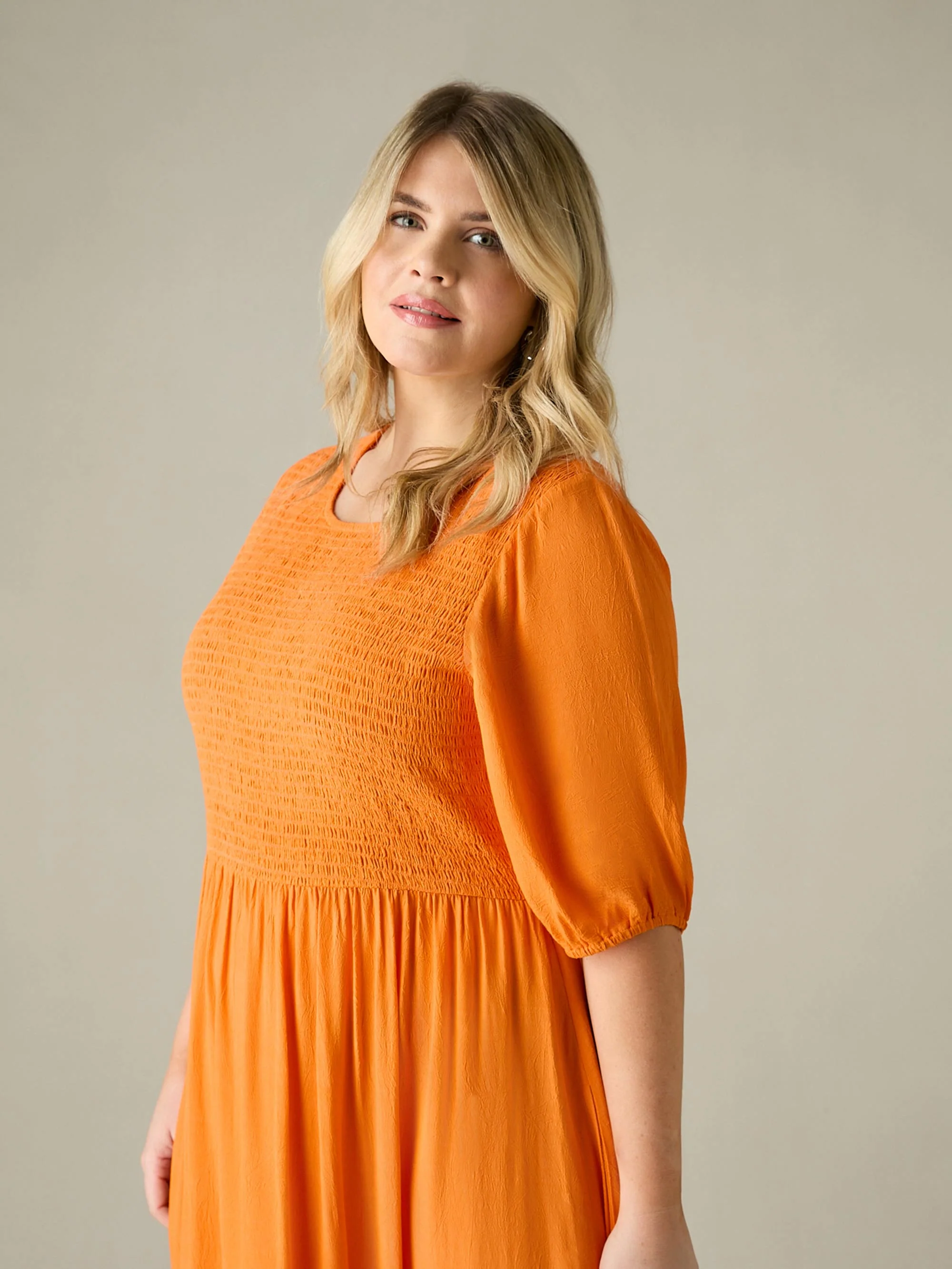 Orange Smock Midi Dress - Image 5
