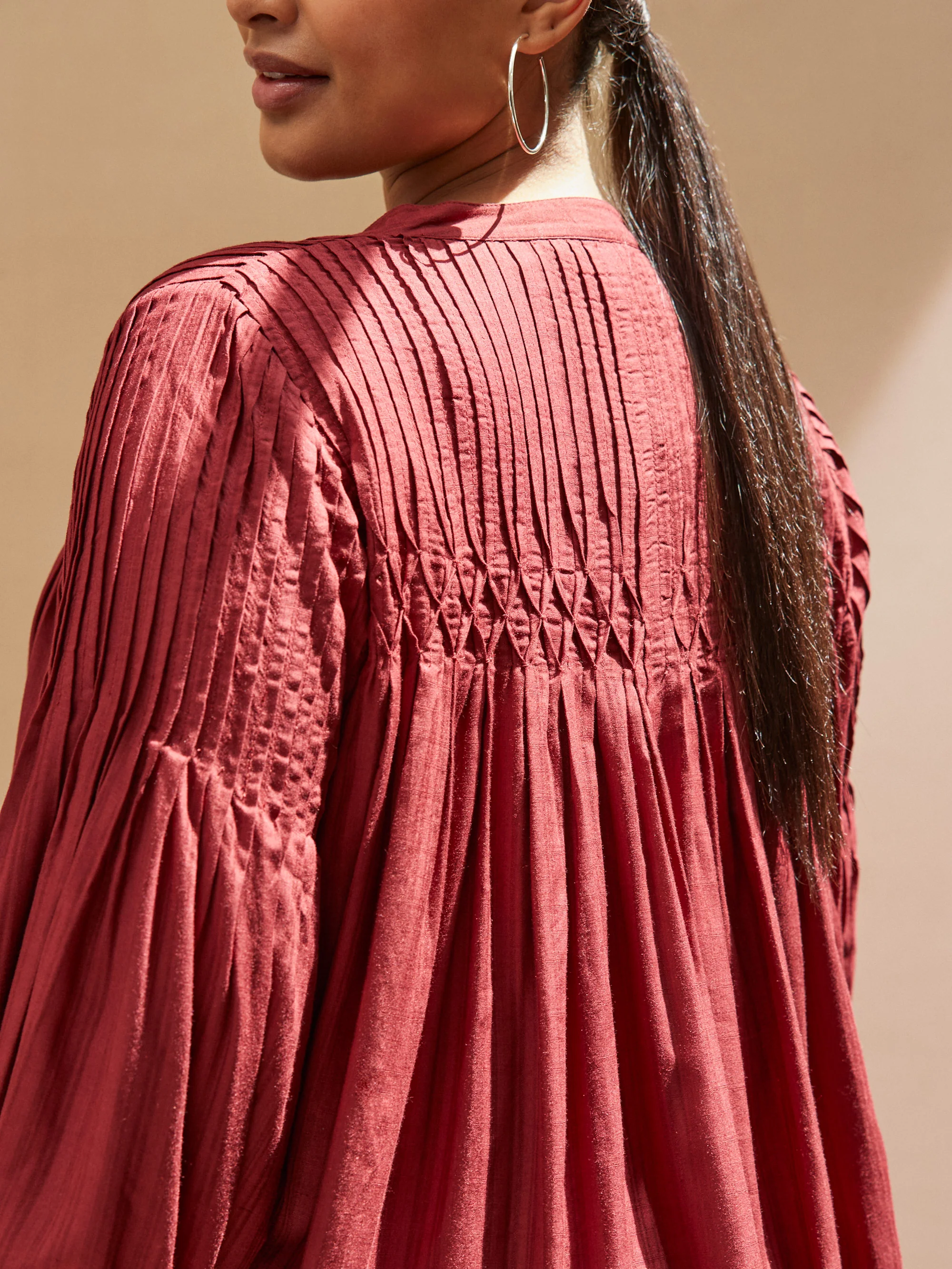 Oxblood Pintuck Blouse - Image 2