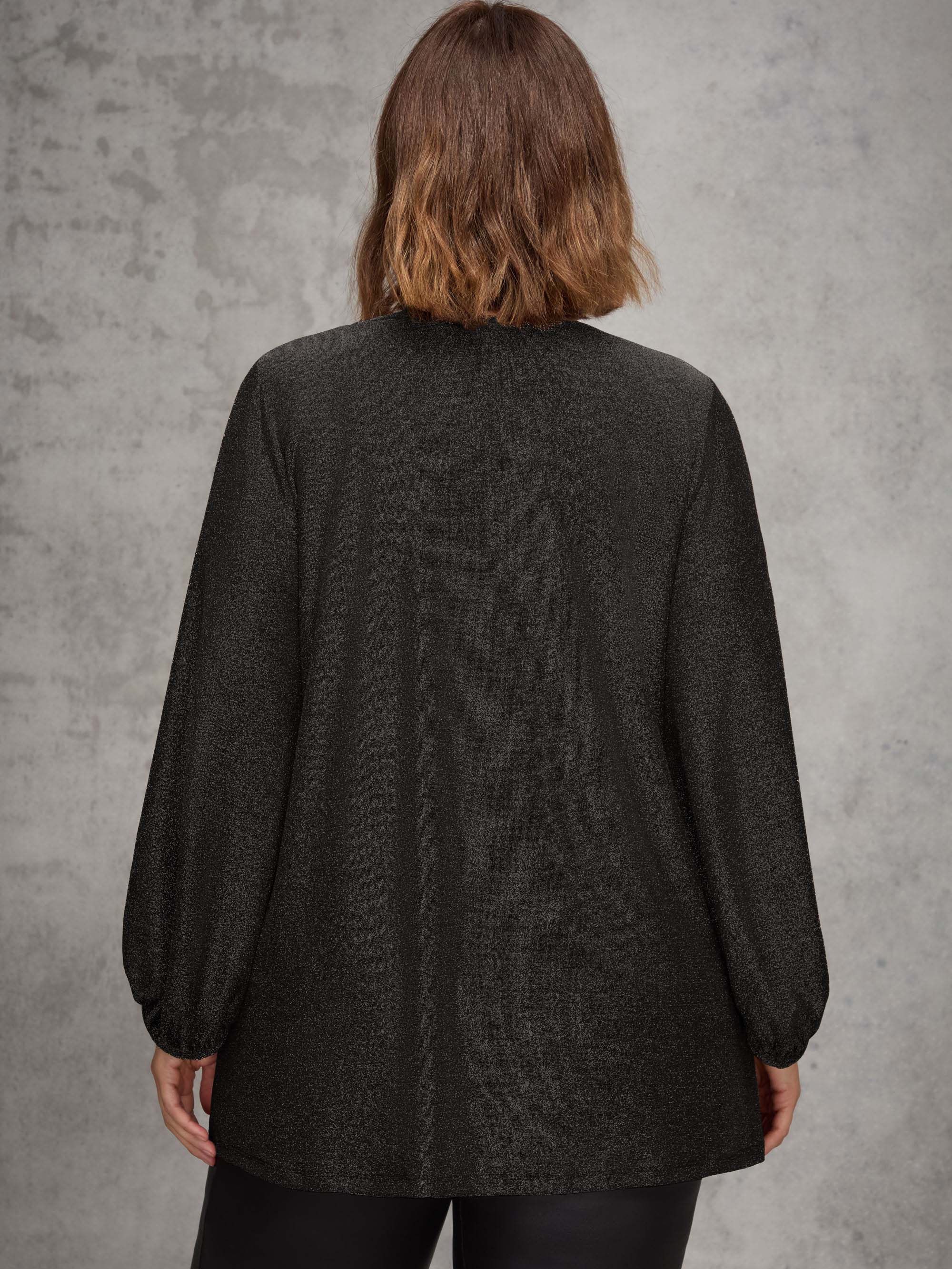 Black Sparkle V neck Jersey Tunic - Image 3