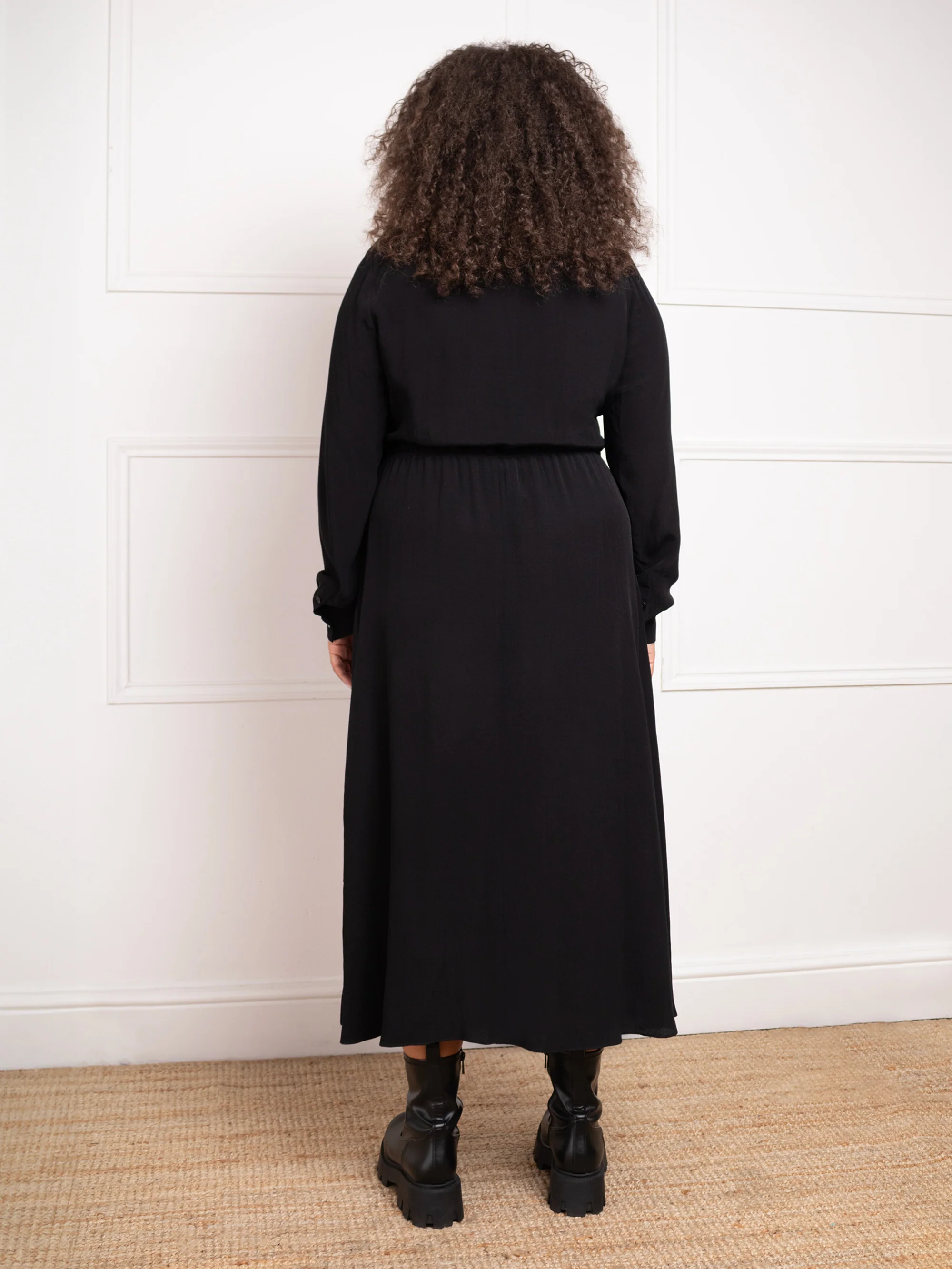 Petite Black Button Through Belted Shirt Dress - Image 3