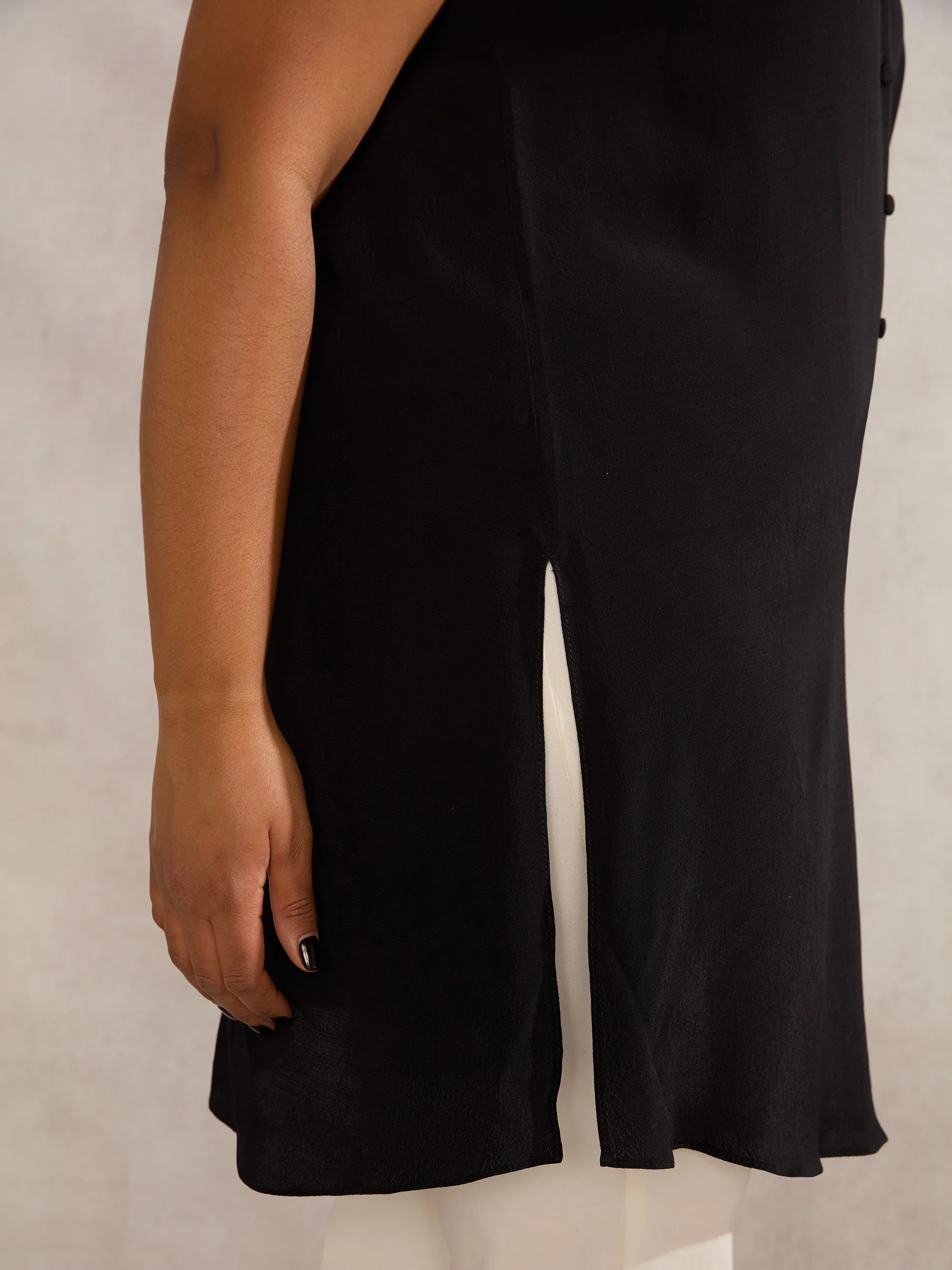 Petite Black Button Front Tunic - Image 4