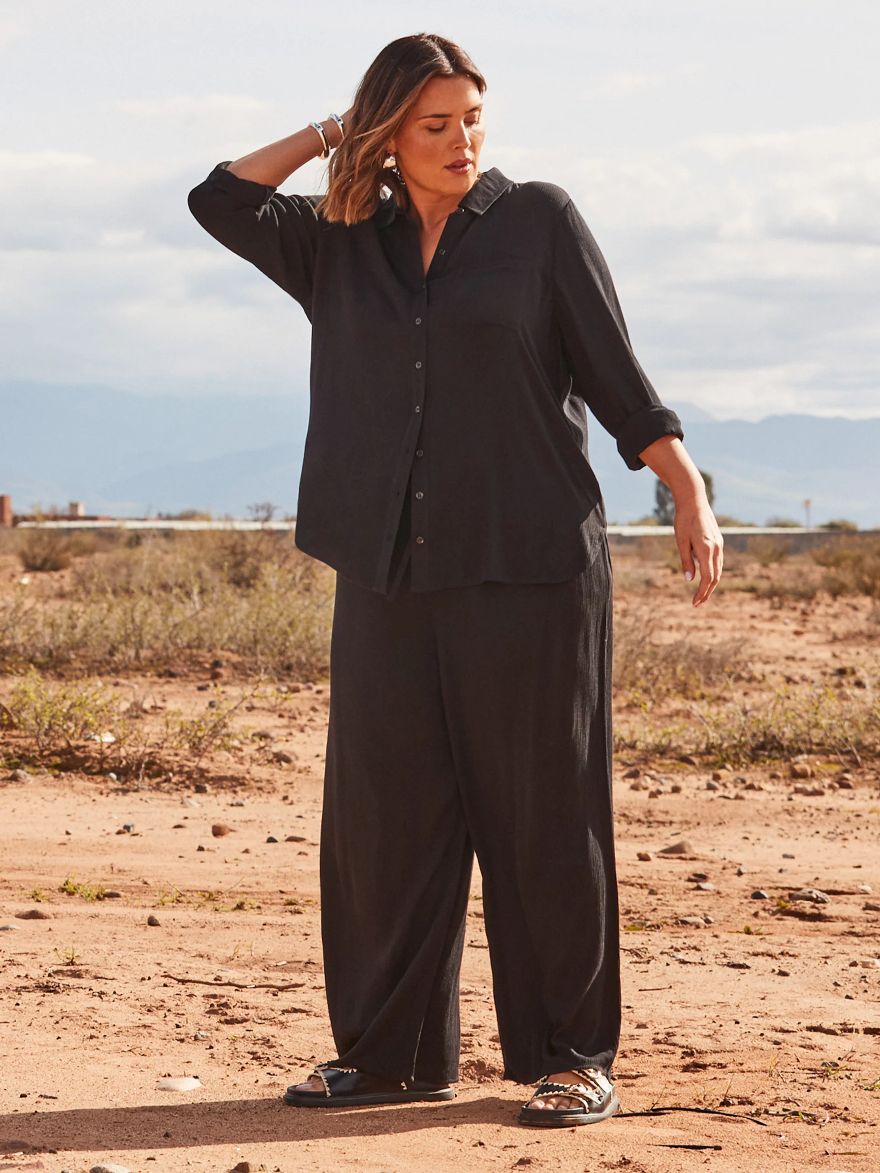 Black Crinkle Drawstring Trouser - Image 4