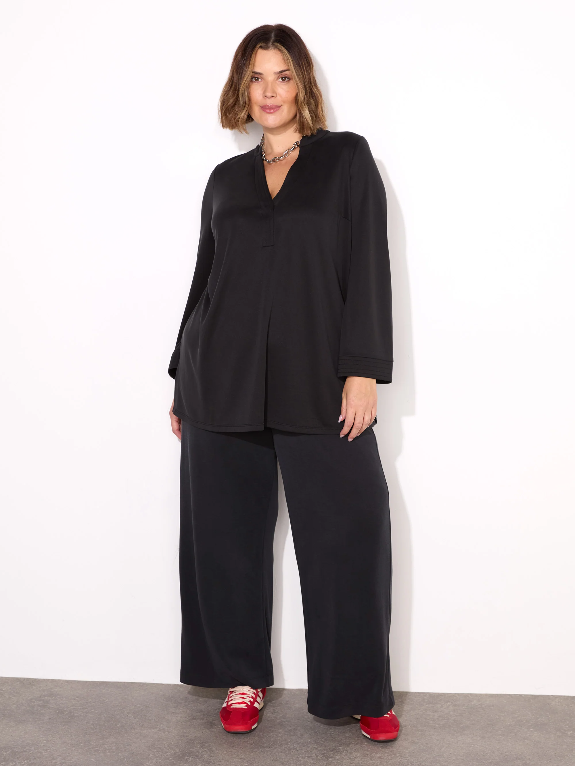 Petite Black Cupro Jersey Trouser - Image 2