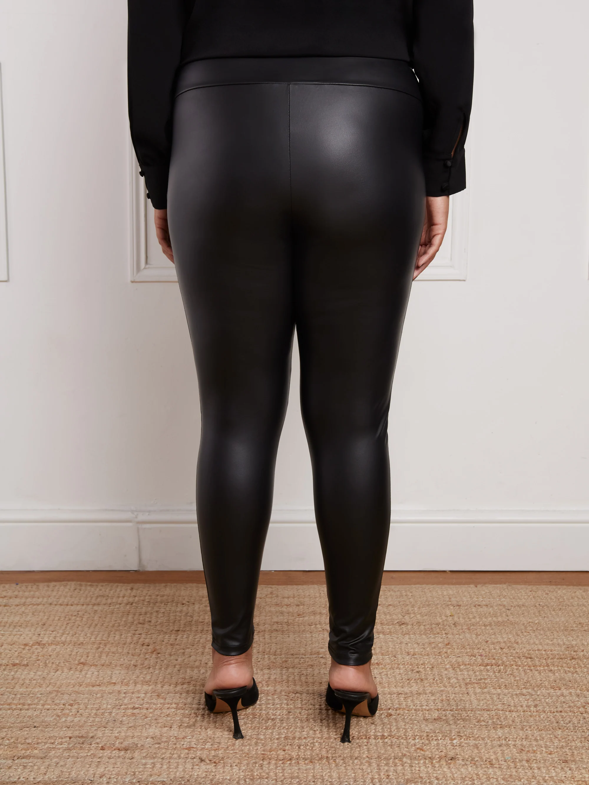 Petite Black Faux Leather Legging - Image 3