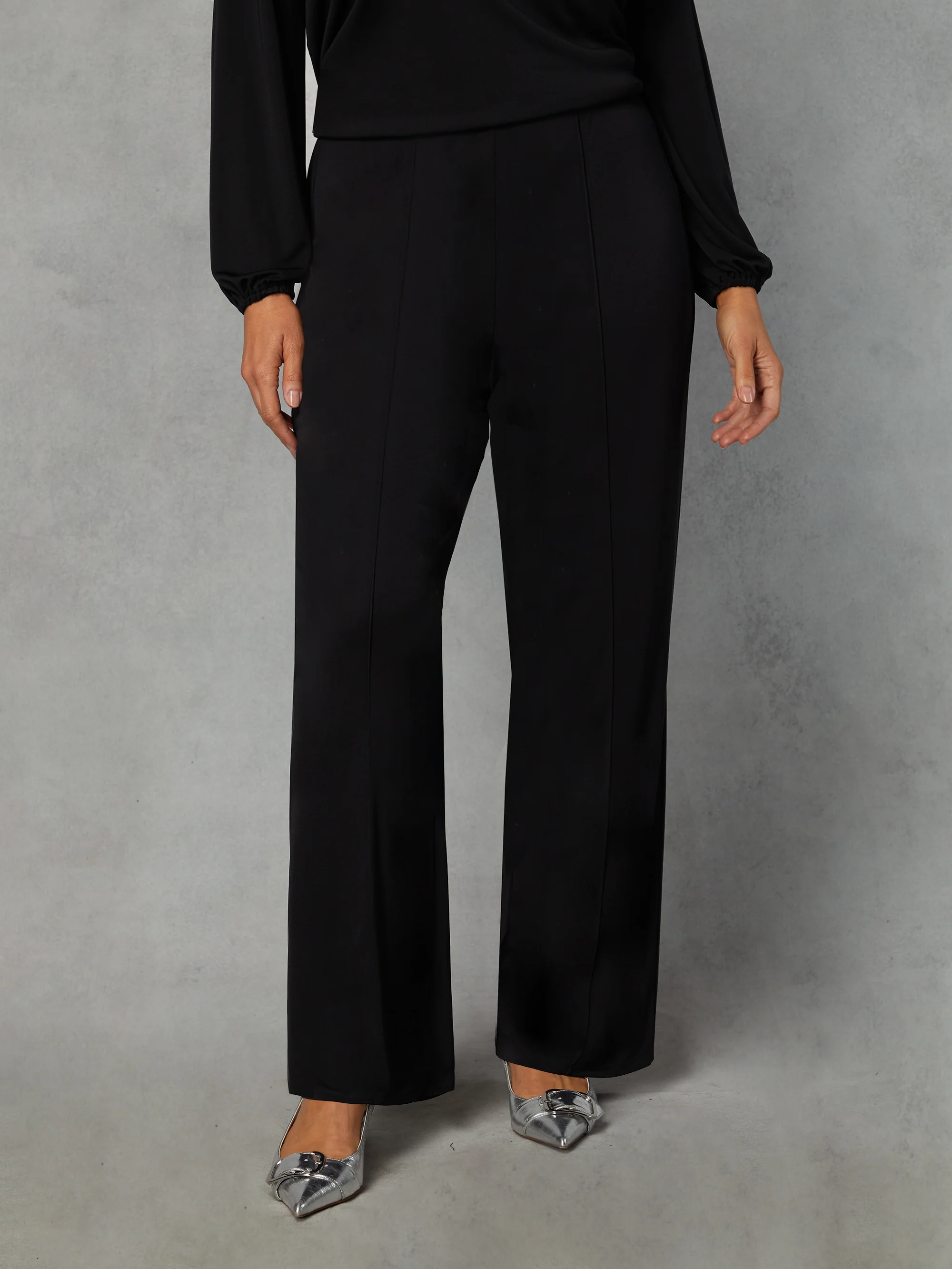 Petite Black Jersey Bootleg Trousers - Image 2