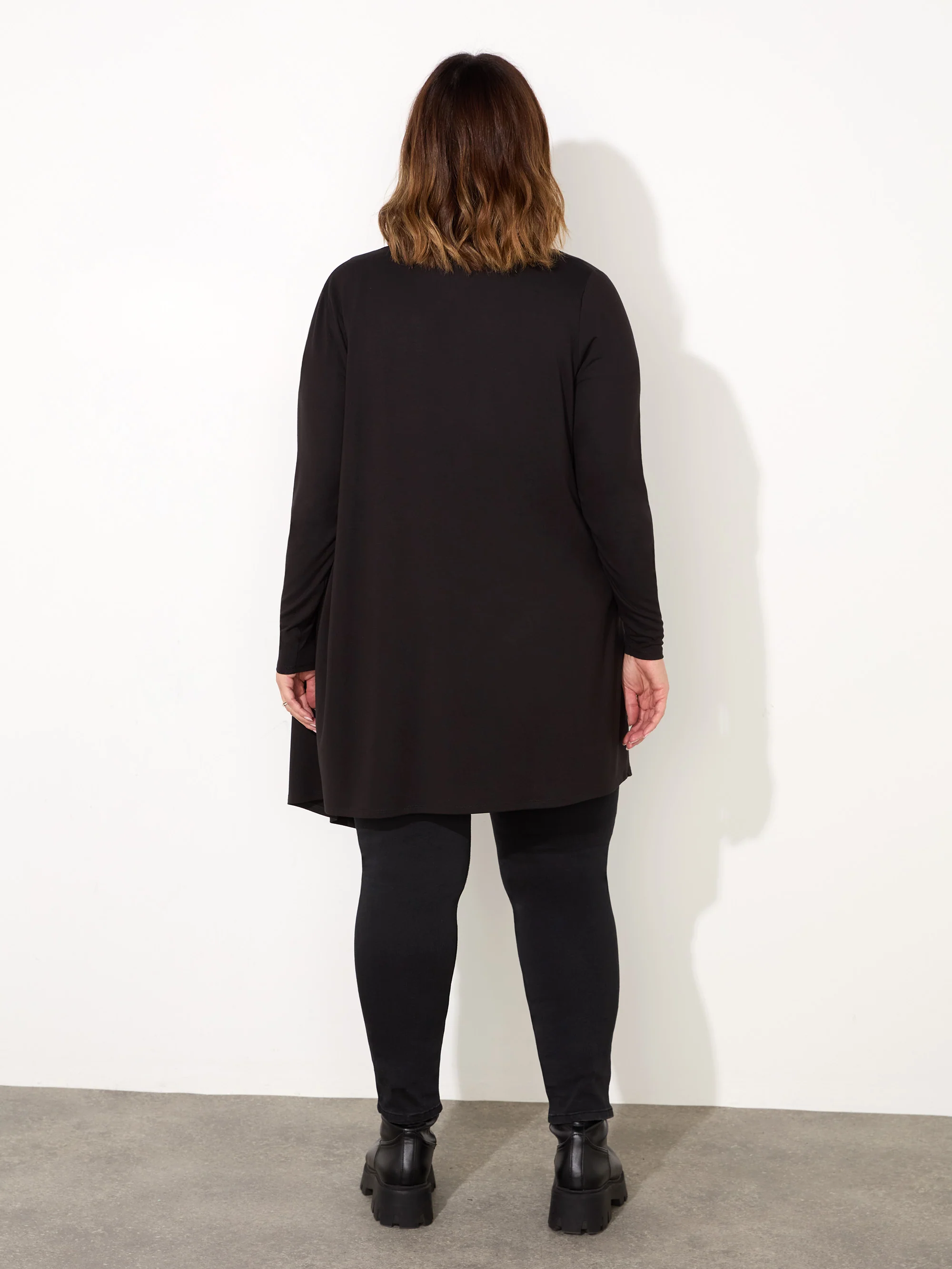 Petite Black Jersey Longline Waterfall Cardigan - Image 4