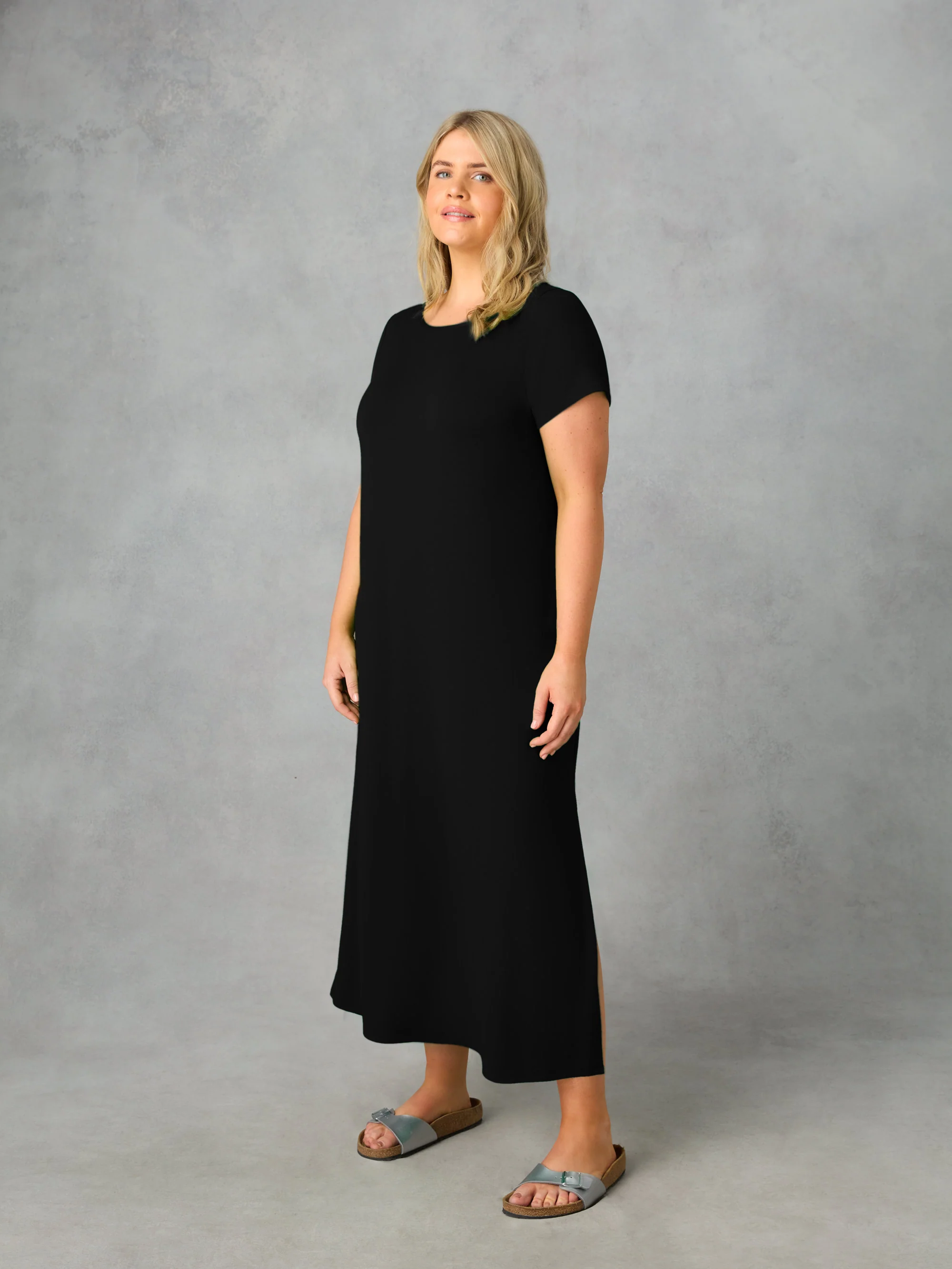 Petite Black Jersey Midaxi T-Shirt Dress - Image 4