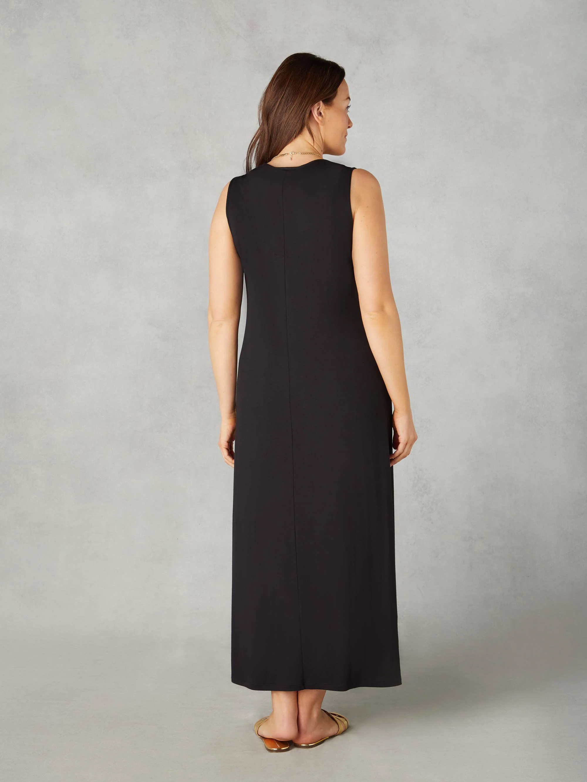 Petite Black Jersey Relaxed Midaxi Dress - Image 3