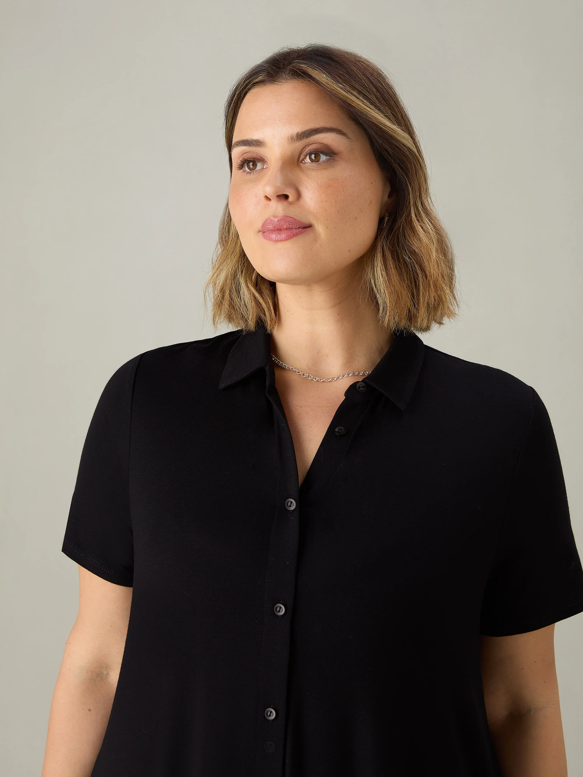 Black Jersey Shirt Dress - Image 2