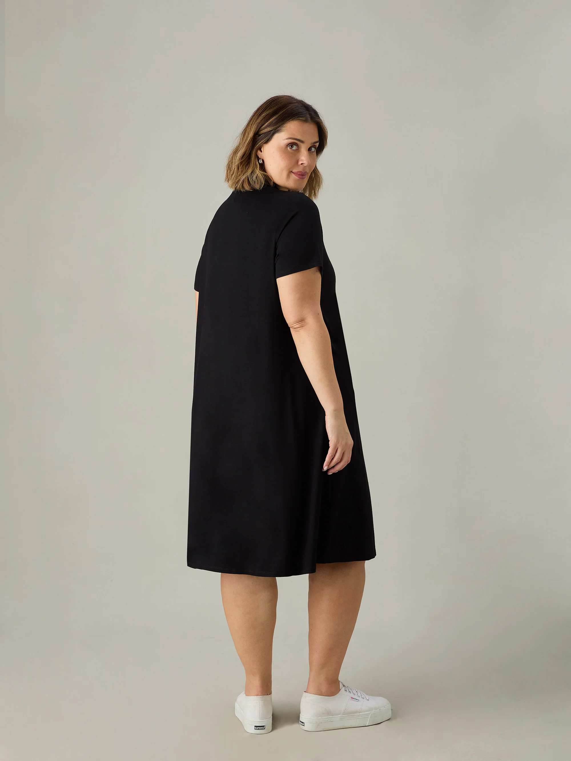 Black Jersey Shirt Dress - Image 3
