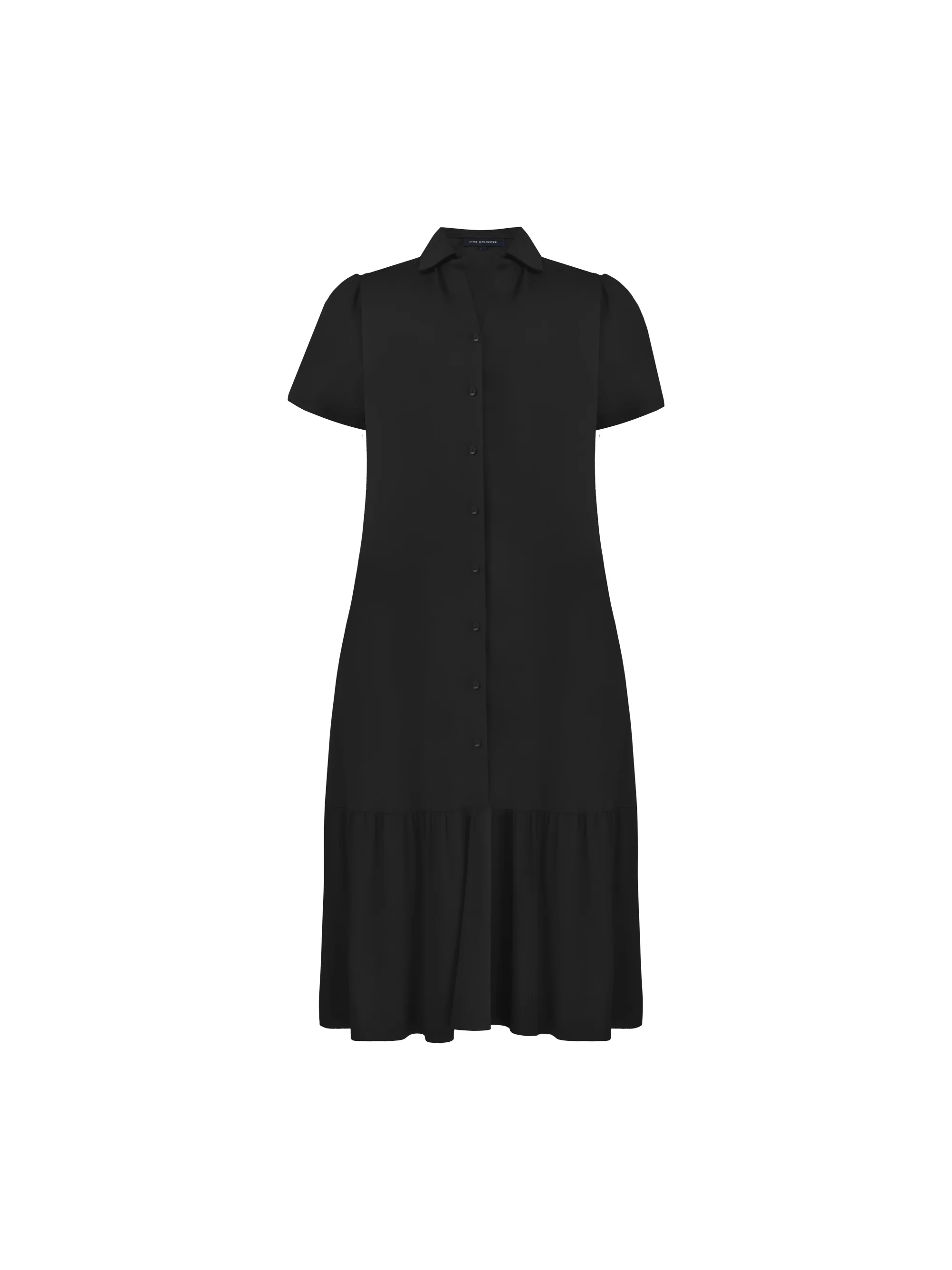 Petite Black Jersey Tiered Midi Shirt Dress - Image 4