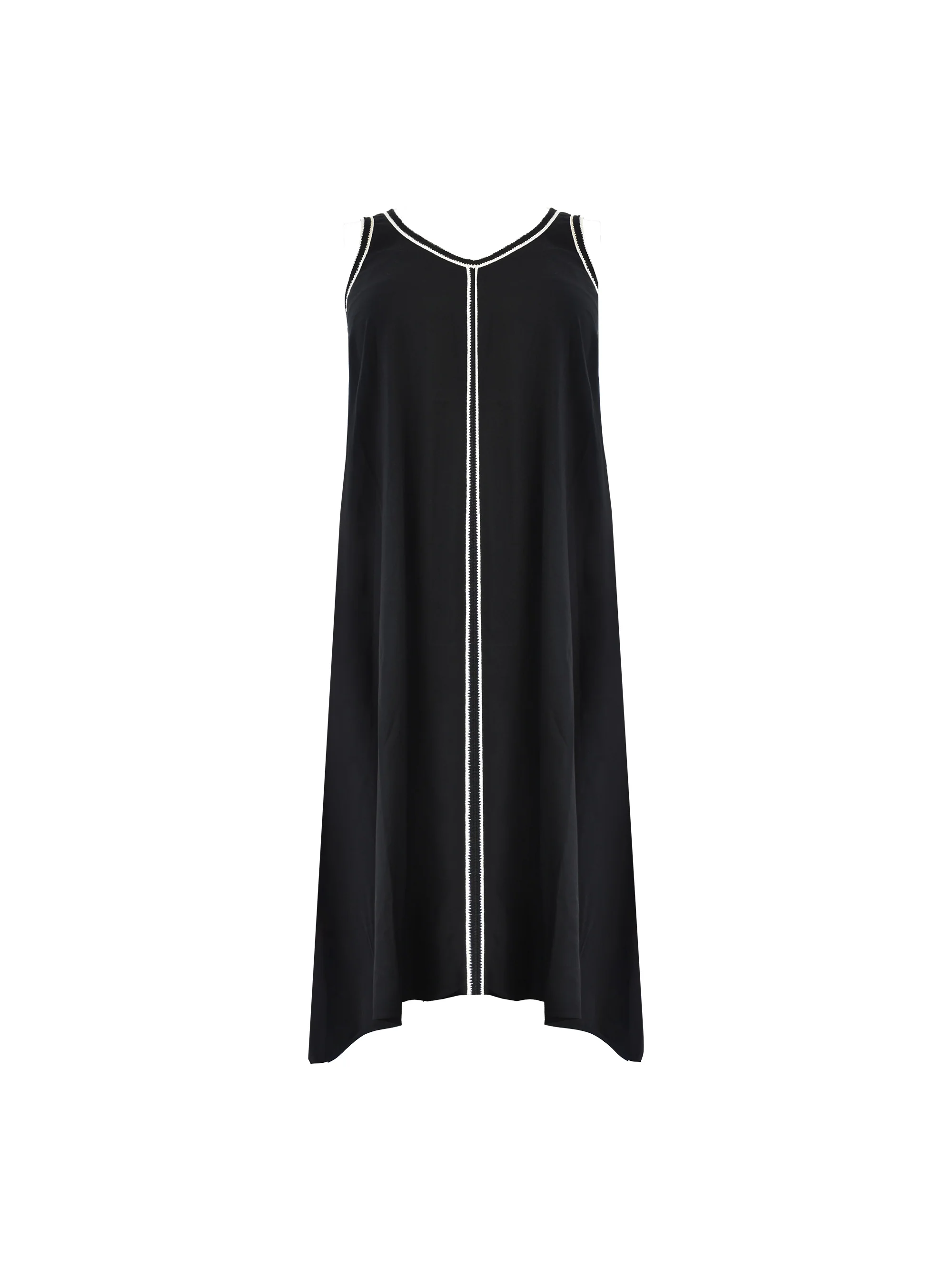 Petite Black Knit Trim Hanky Hem Dress - Image 8