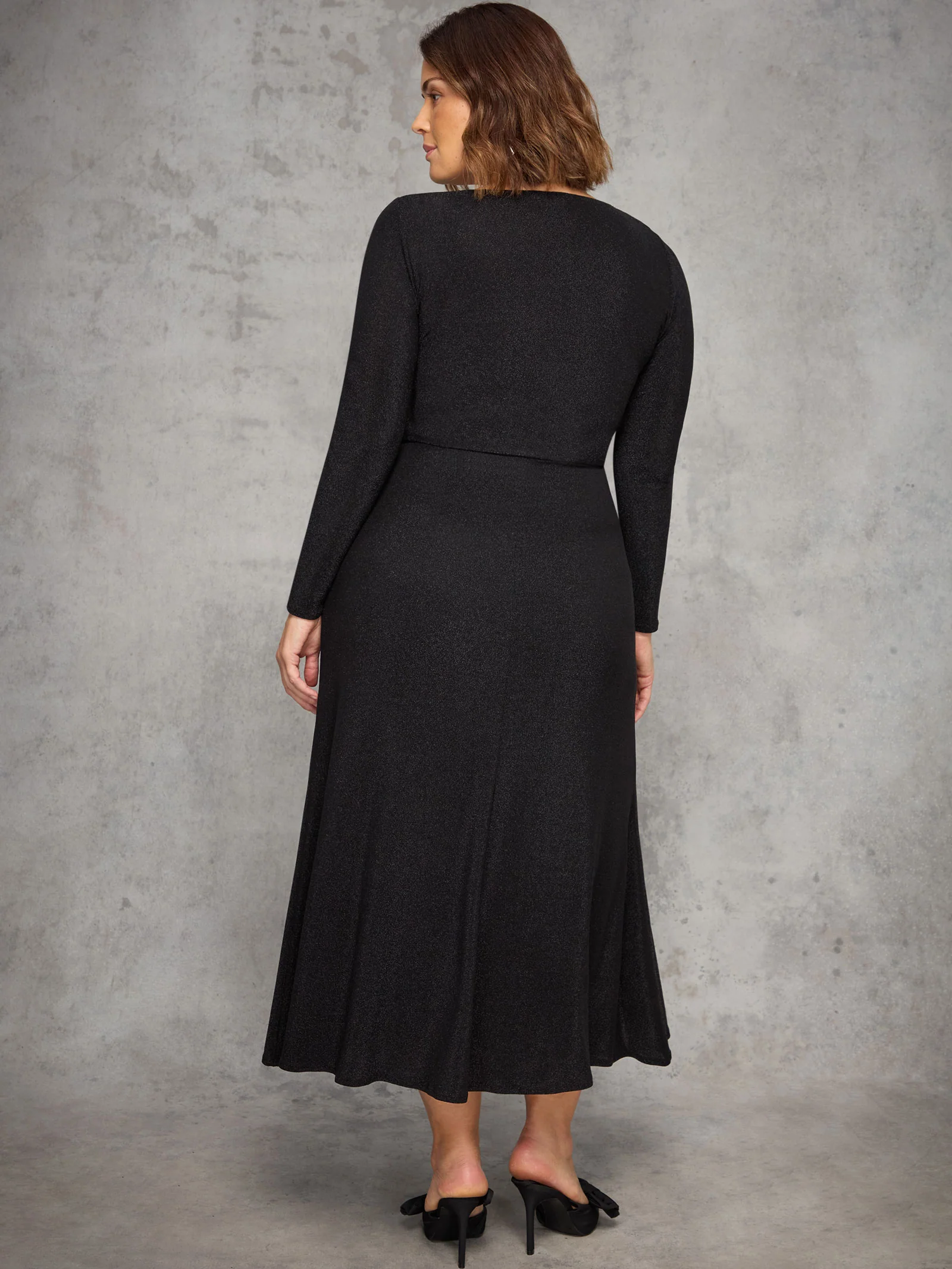 Black Sparkle Ruched Jersey Maxi Dress - Image 5