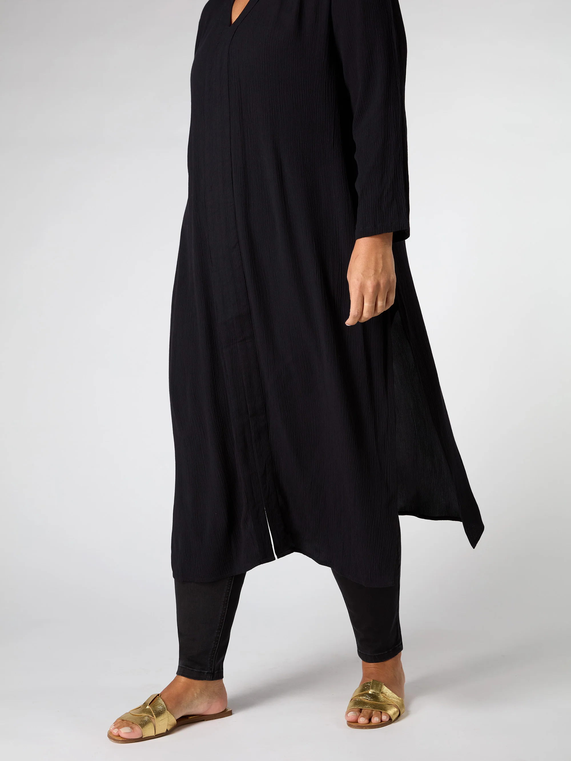 Petite Black Split Front Tunic - Image 2