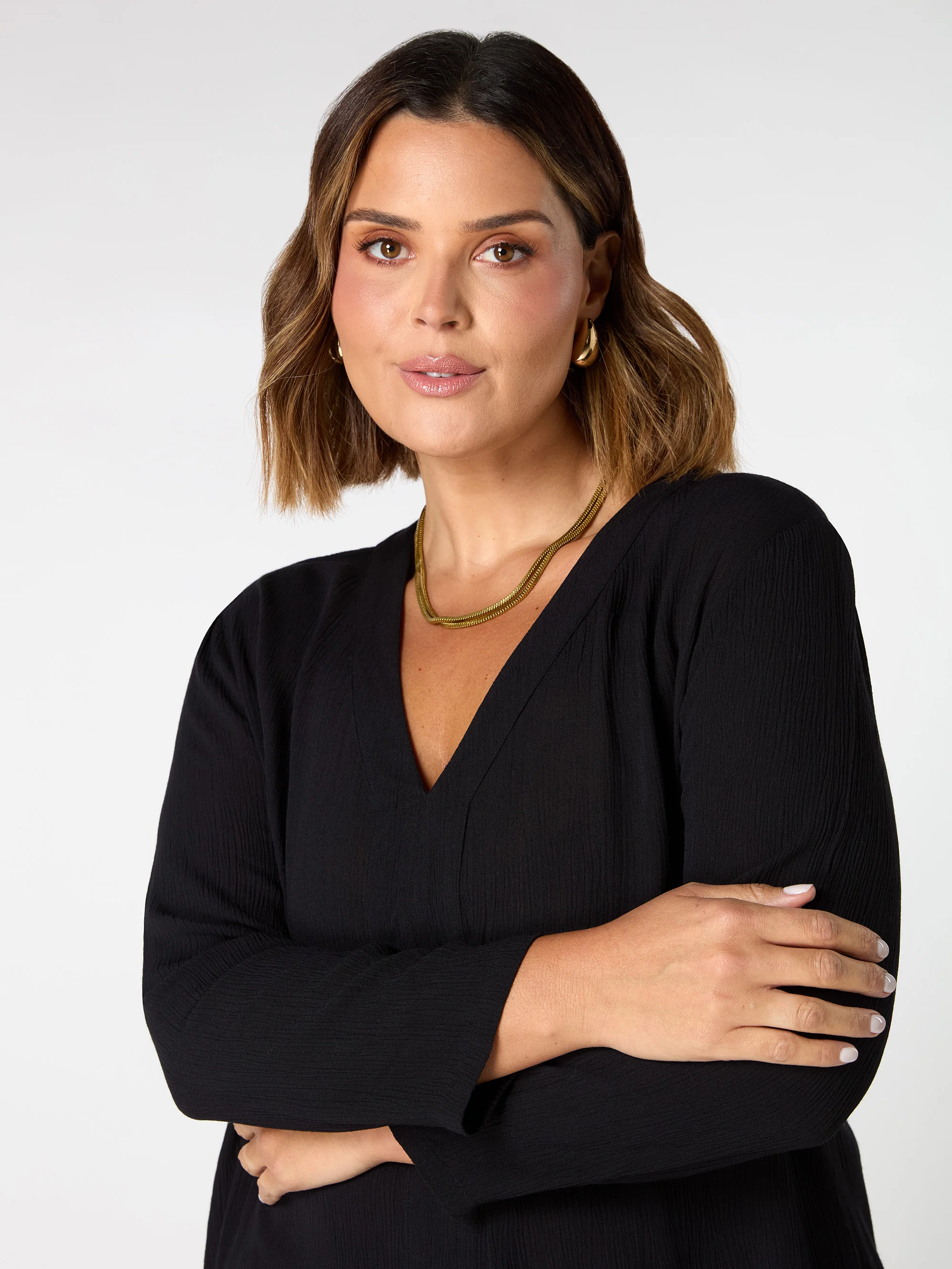 Petite Black Split Front Tunic - Image 3