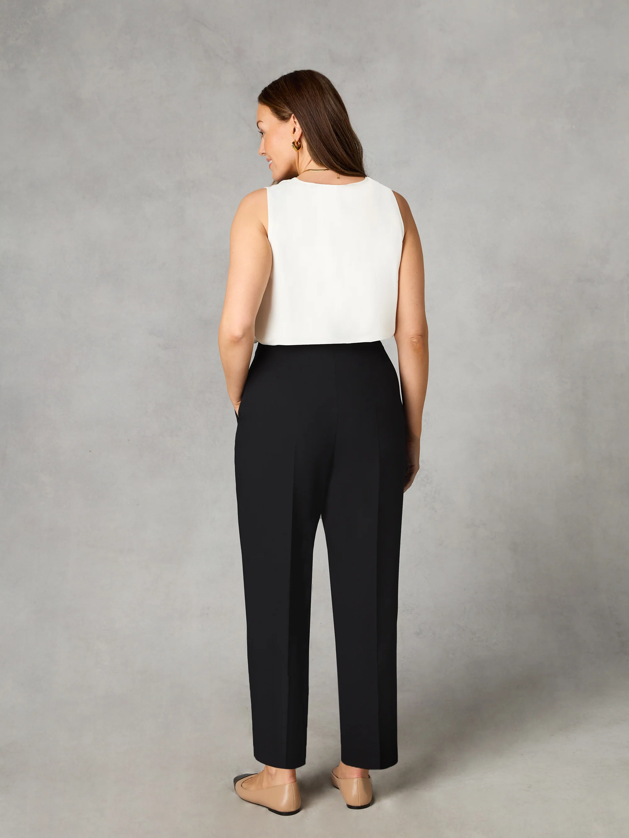 Petite Black Stretch Tapered Trousers - Image 3