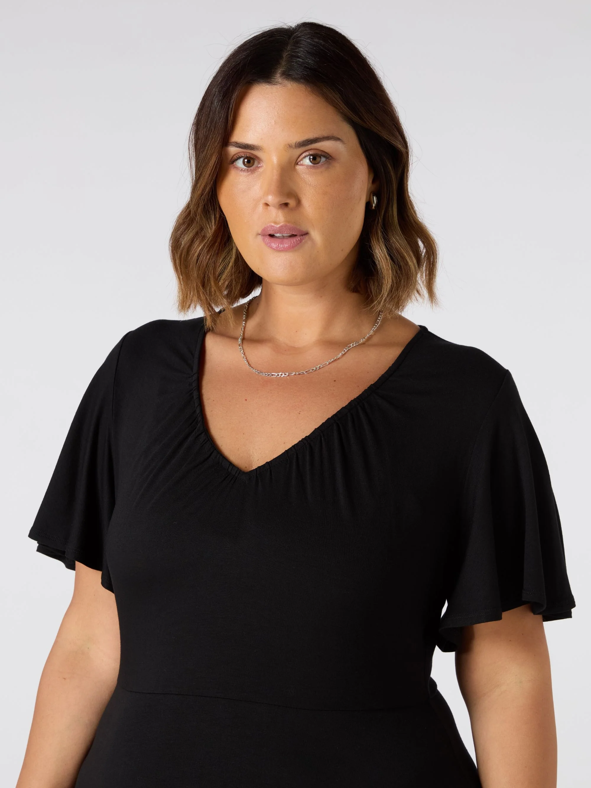 Black Jersey V Neck Maxi Dress - Image 2