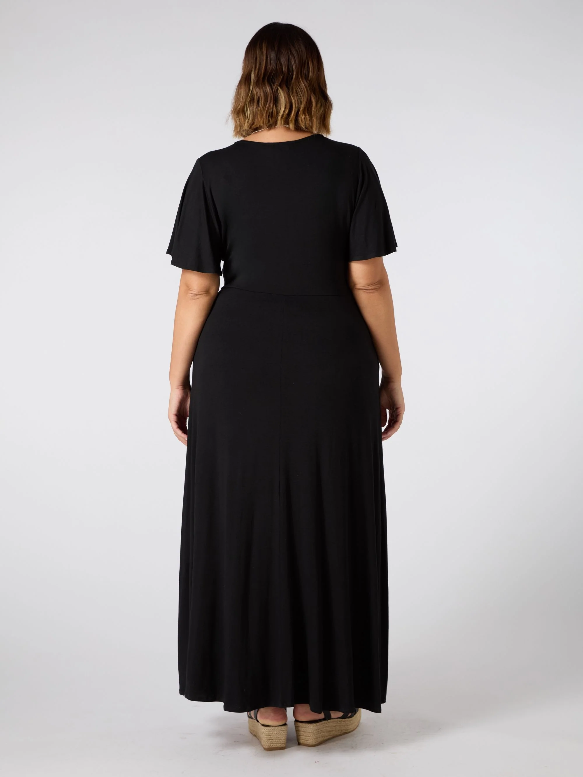 Black Jersey V Neck Maxi Dress - Image 3