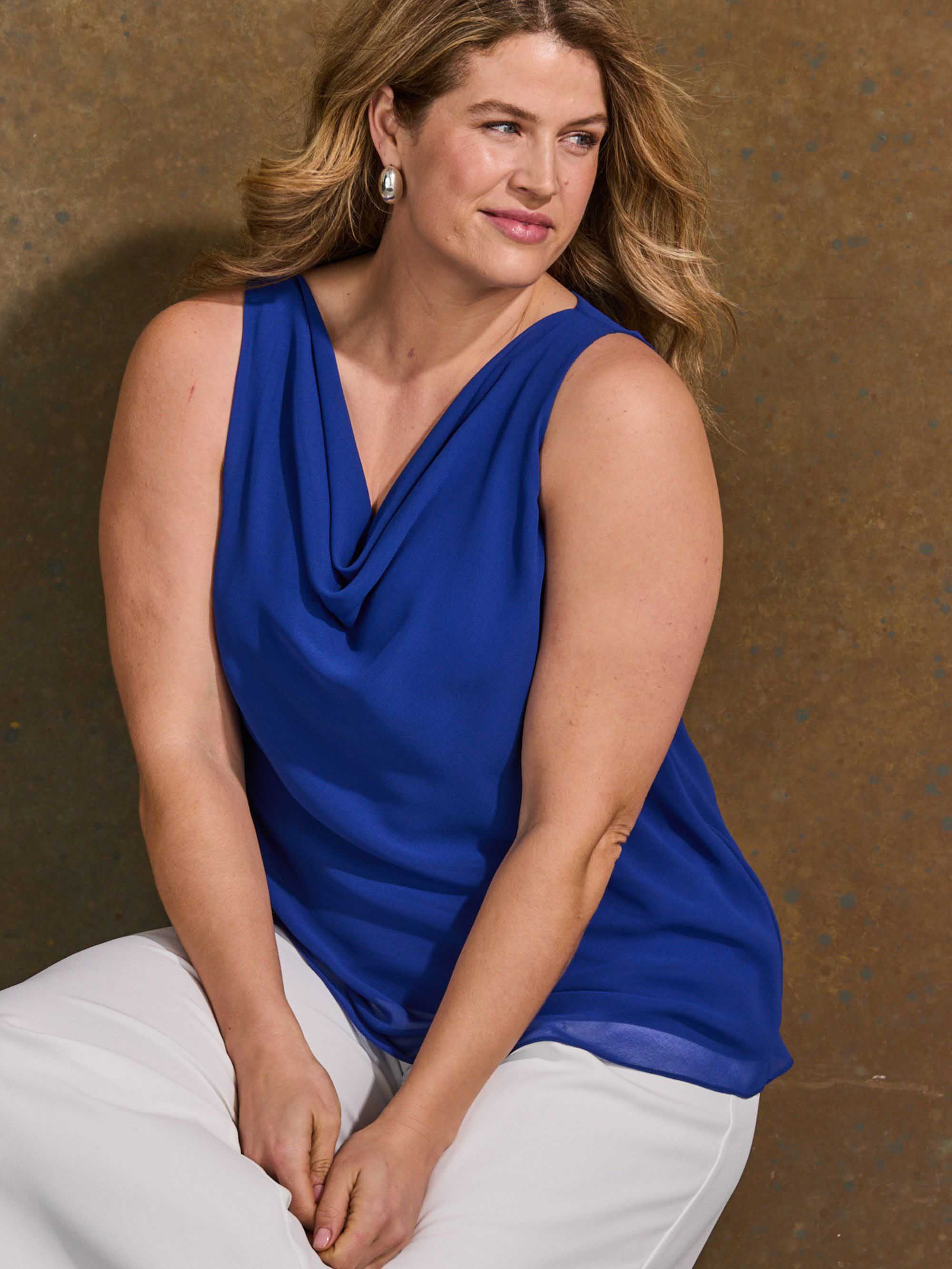 Petite Blue Cowl Neck Vest - Image 7