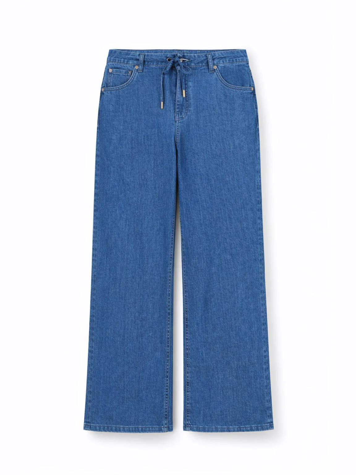 Blue Drawstring Wide Leg Jeans - Image 7