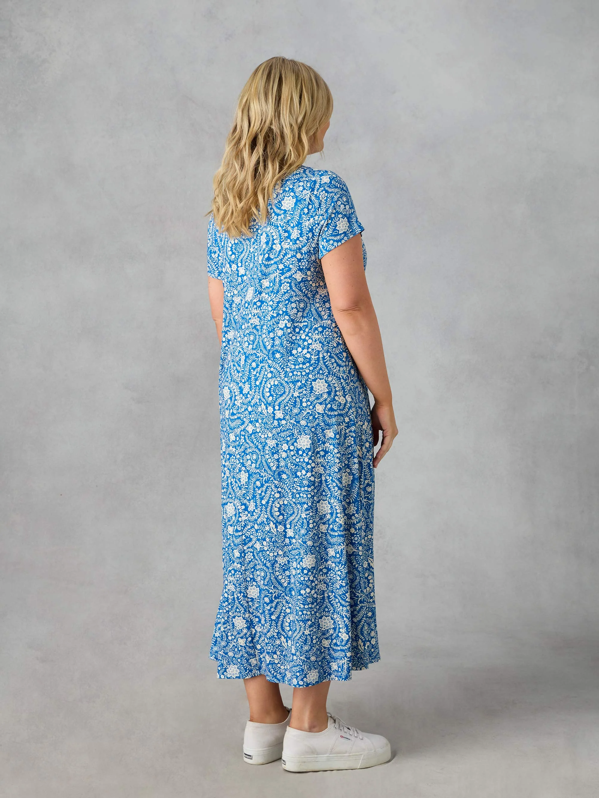 Petite Blue Paisley Jersey Midi Dress - Image 5