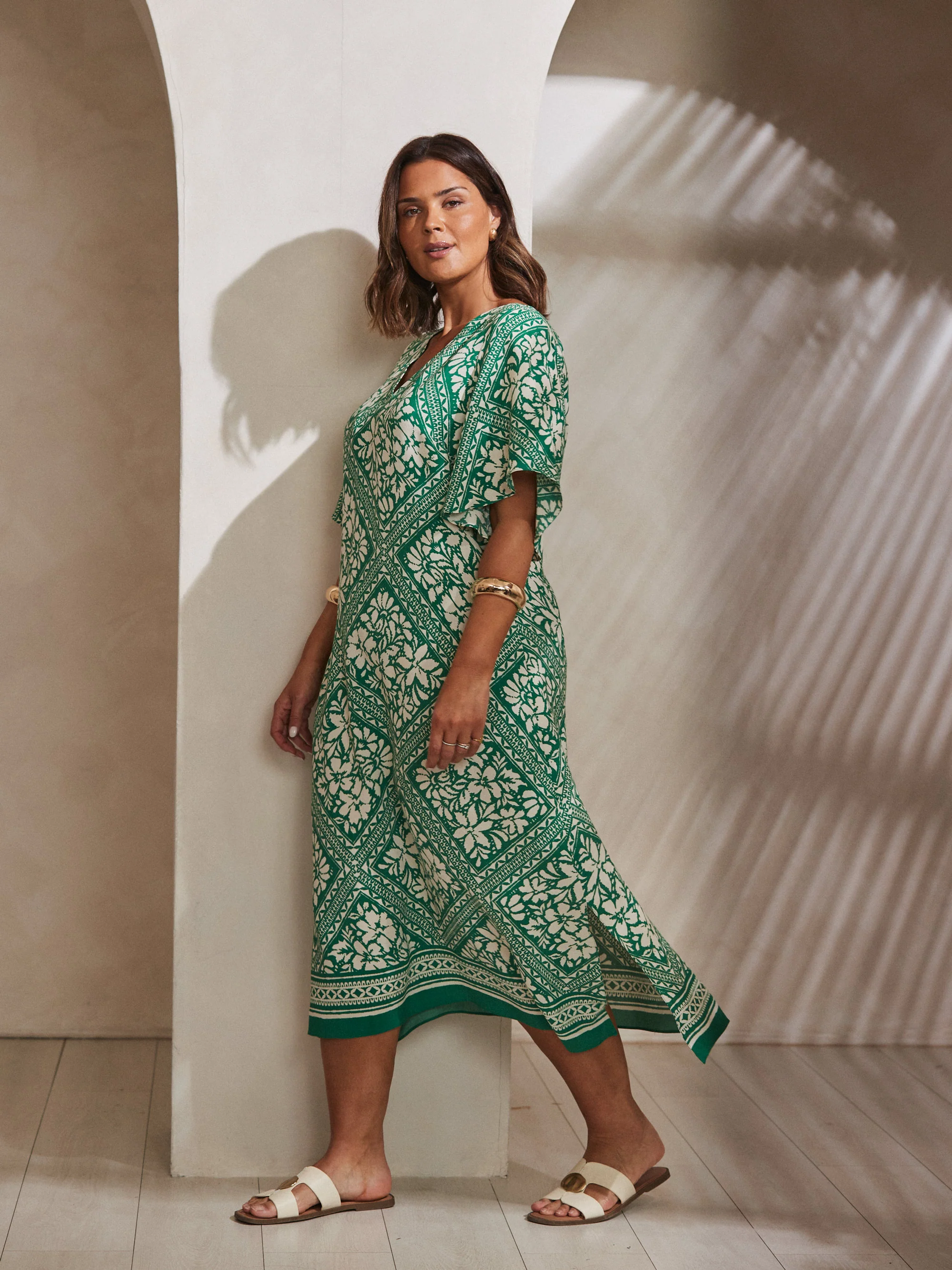Green Bandana Print T-Shirt Midi Dress - Image 3