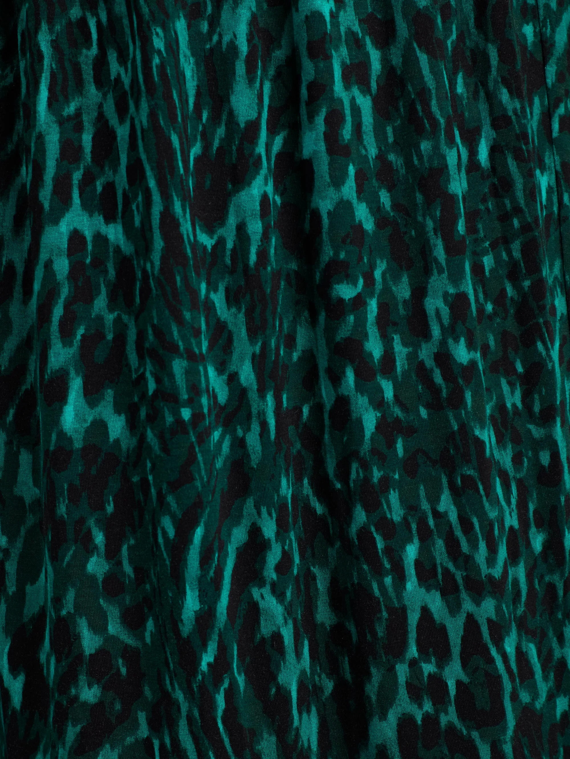 Petite Green Leopard Jersey Nehru Collar Midi Dress - Image 6