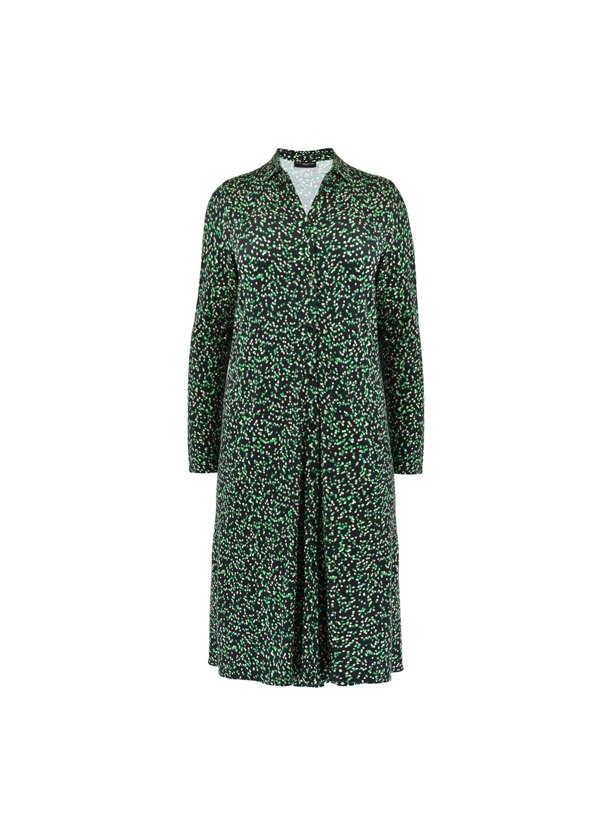 Petite Green Spot Print Jersey Relaxed Shirt Dress - Image 4